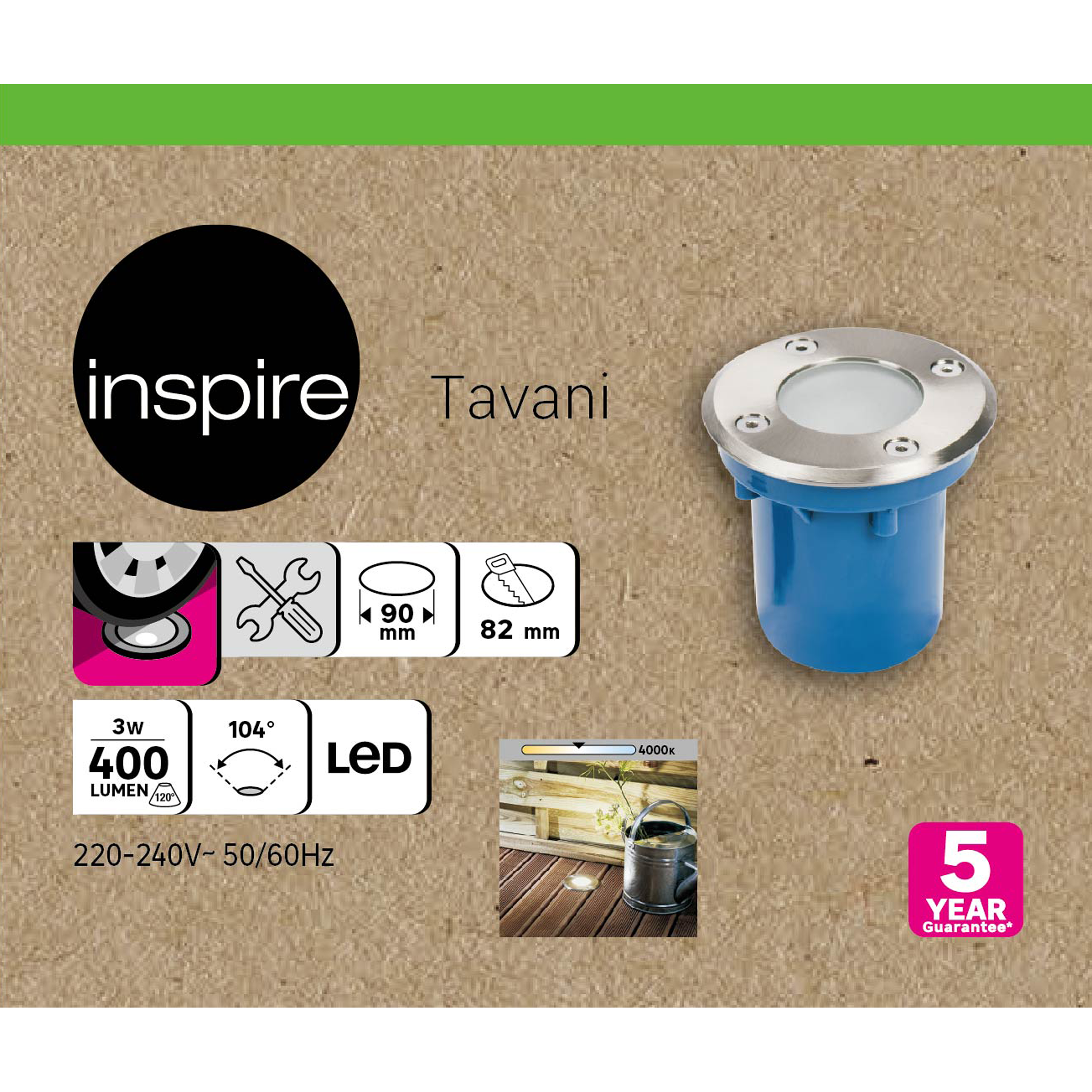 Spot à encastrer LED, Diam. 9 cm 400 lumens blanc neutre INSPIRE rond TAVANI - 4