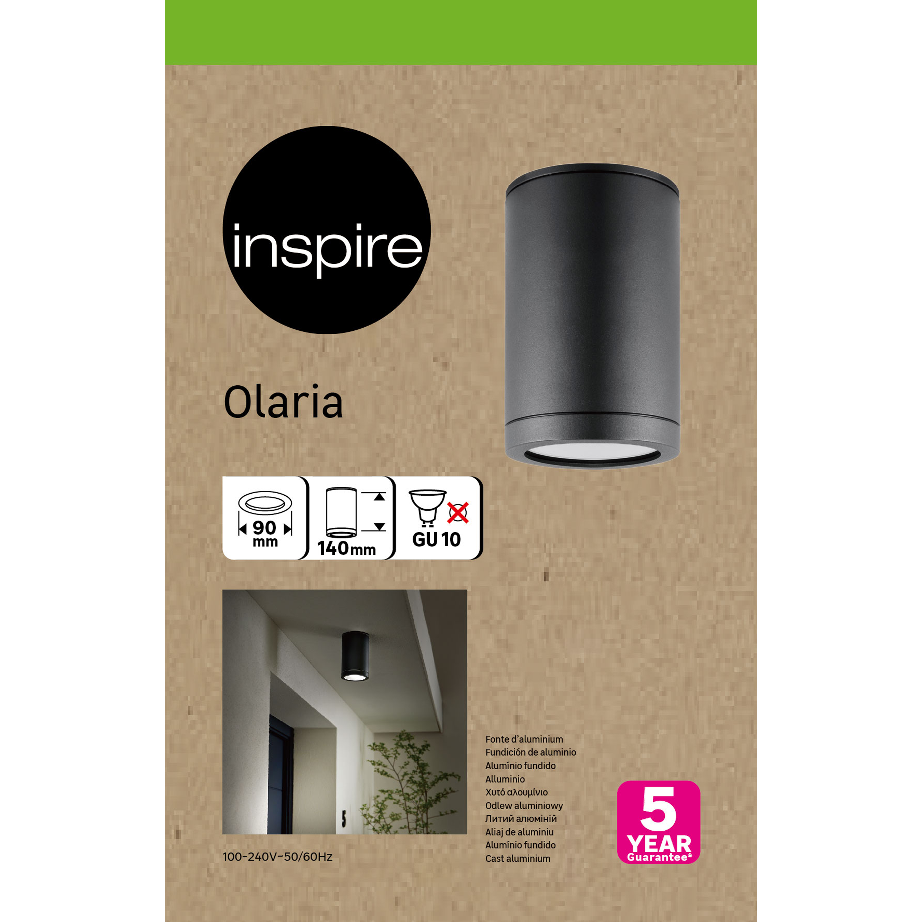 Plafón exterior redondo Olaria gris IP54 9 cm diámetro - 5