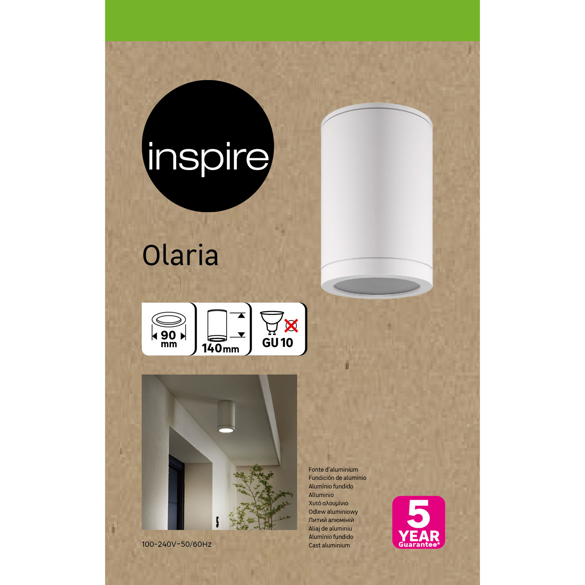 Plafoniera Olaria ø 9 cm bianco IP54, 1XGU10 INSPIRE - 7
