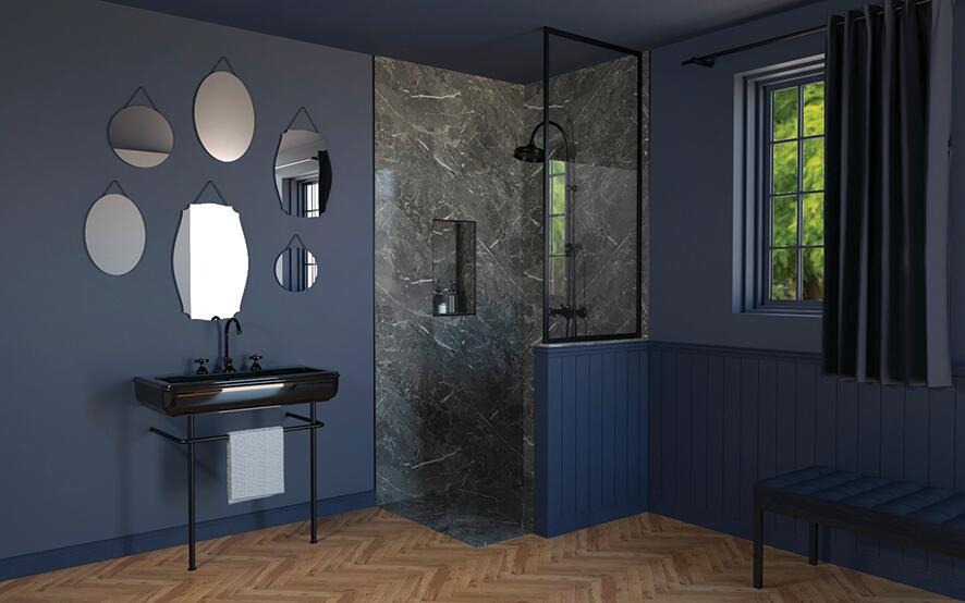 Pare-muret fixe transparent noir, H.110 x l.120 cm Unik - 2