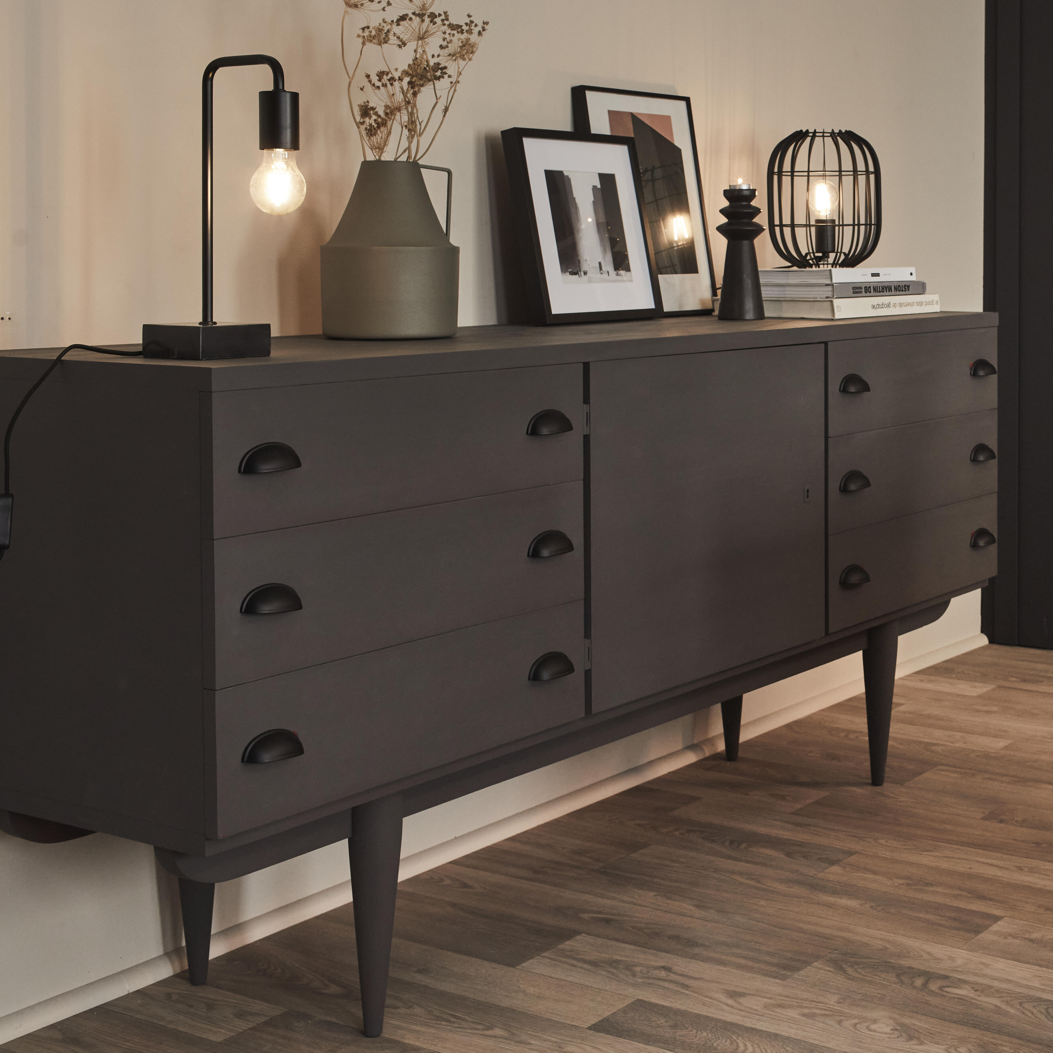 Bougeoir en céramique Askel, noir l.10.7 x H.30 cm - 8