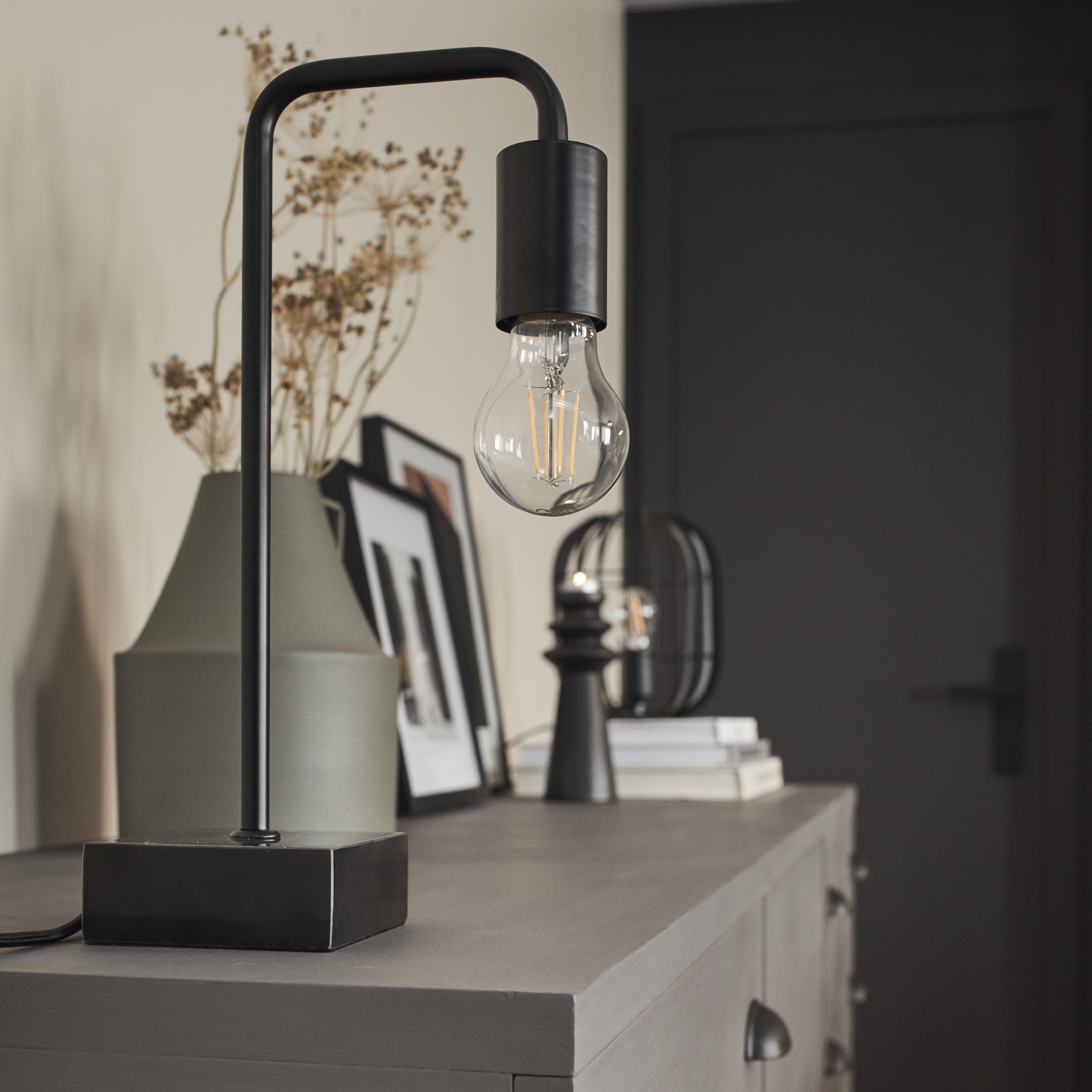 Lampe Lorin, acier, H.35 cm, E27 - 4