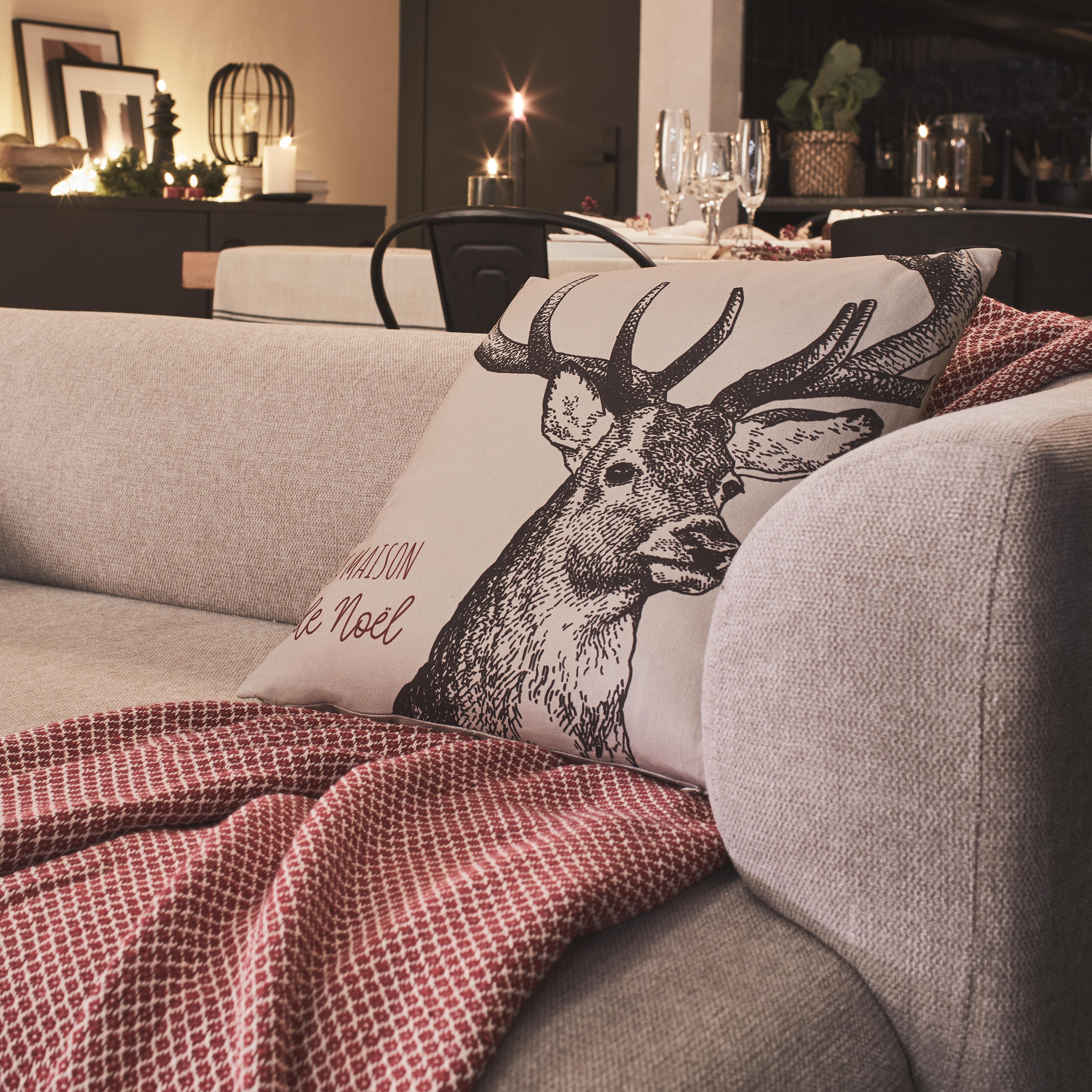 Plaid Aubin, beige / rouge l.130 x L.180 cm INSPIRE - 3