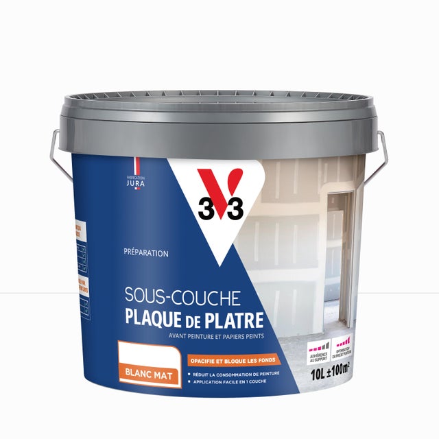 Sous-couche plaque de plâtre V33 blanc 10 L