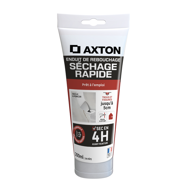 Enduit de rebouchage pâte Séchage rapide AXTON blanc 200 ml