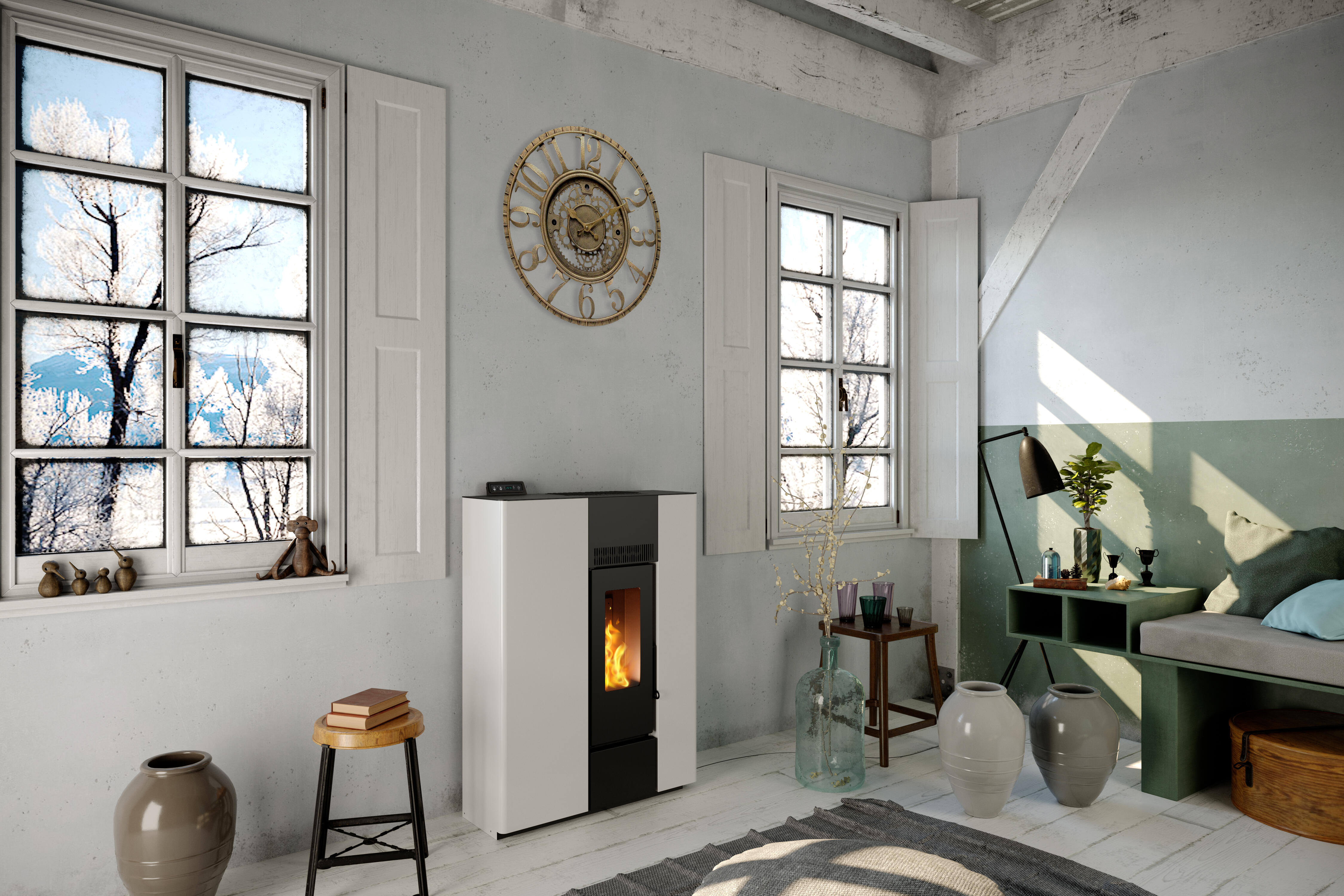 Stufa a pellet canalizzata LVZ Palmas 10.3 KW bianca - 2