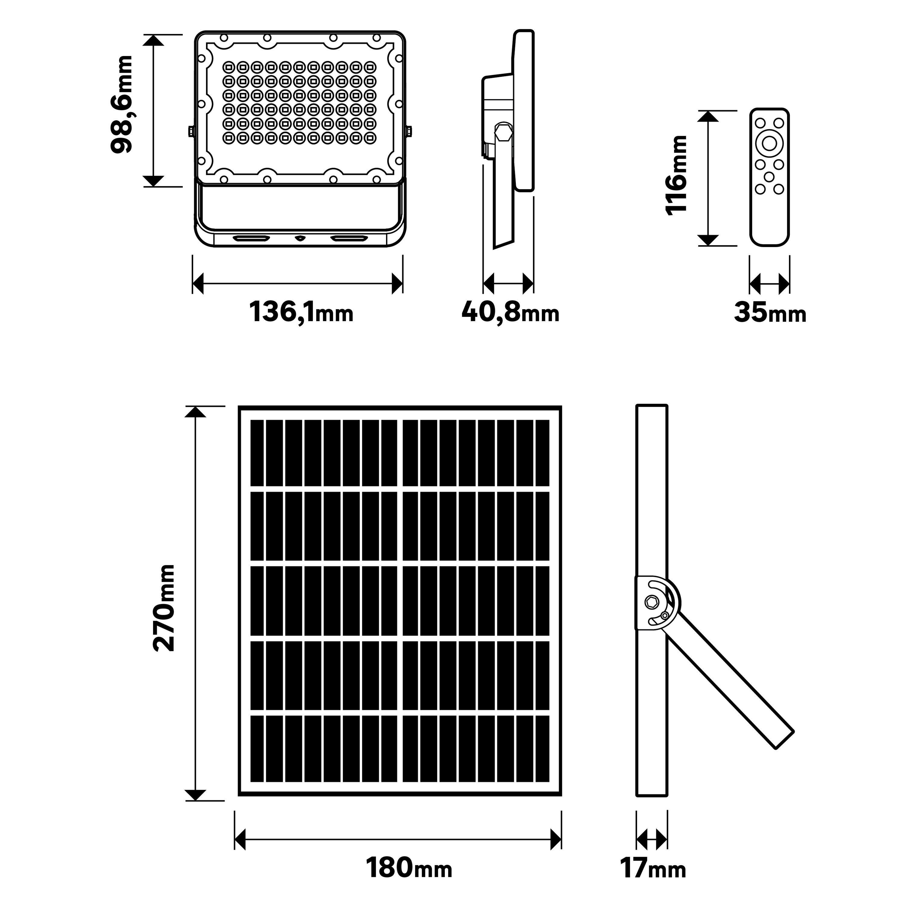 Proiettore solare Bevo grigio IP65 670 Lumen ad intensità regolabile INSPIRE - 8