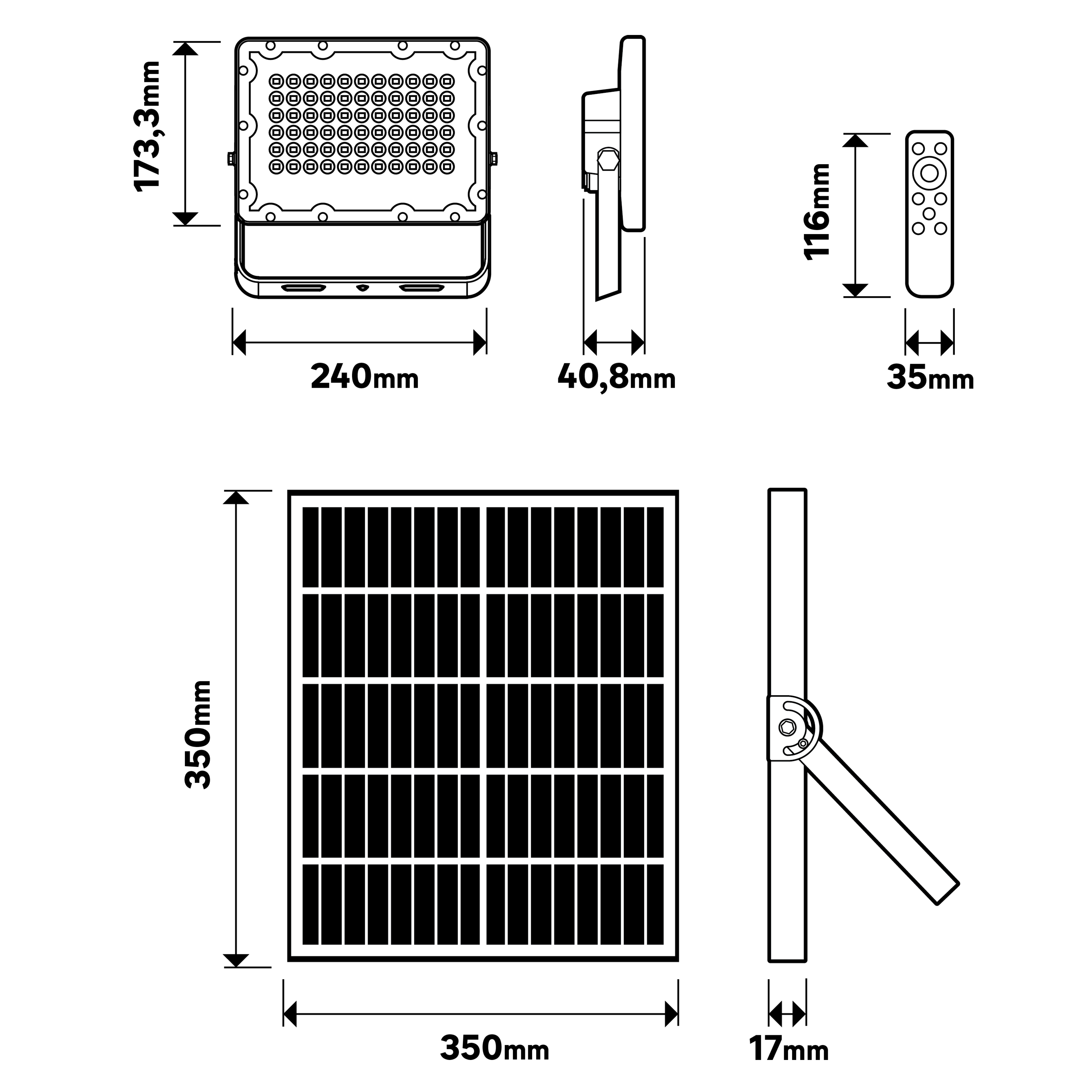Proiettore solare BEVO 500 grigio IP65 2000 Lumen ad intensità regolabile INSPIRE - 10