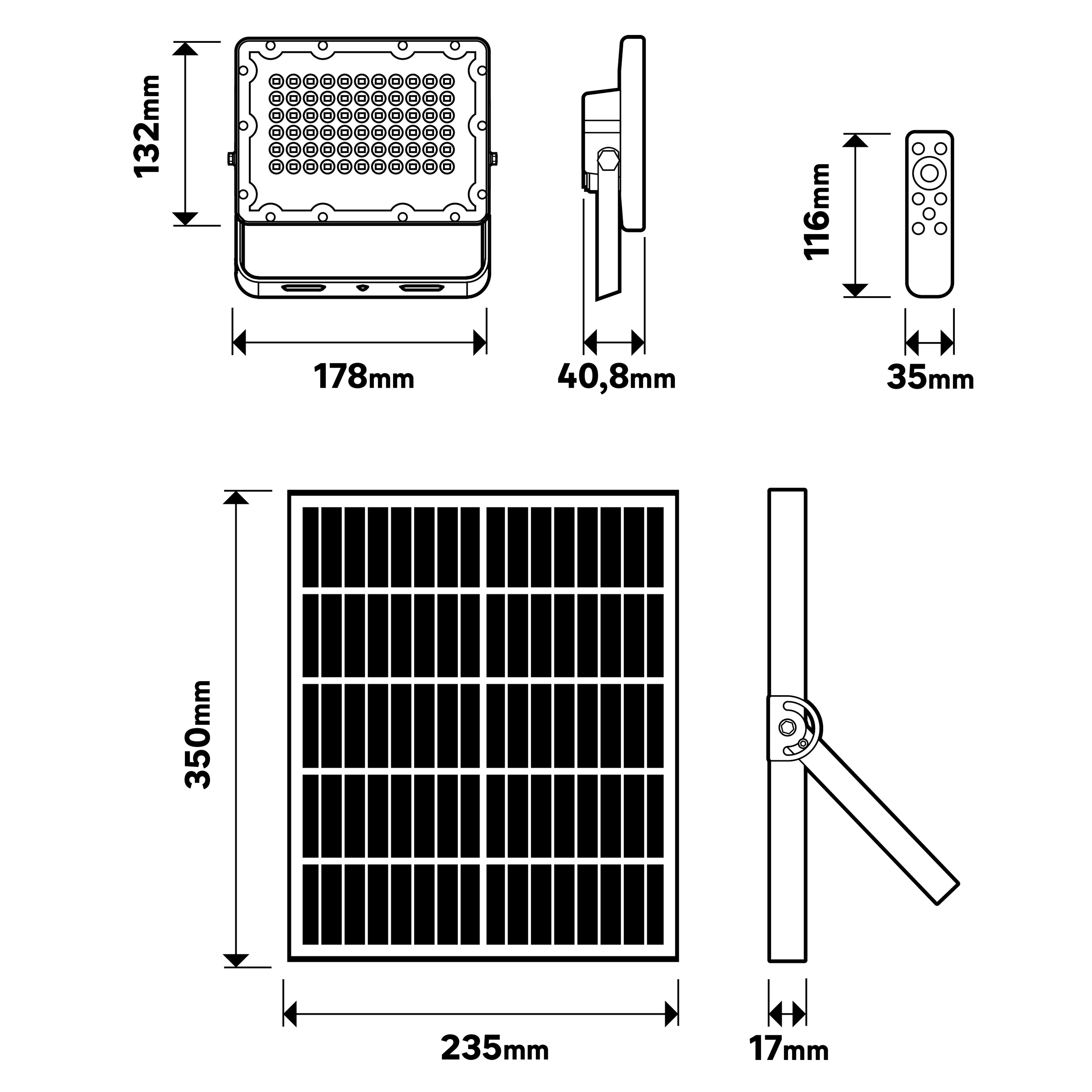 Proyector solar LED INSPIRE Bevo 500 1200 lm de aluminio IP65 con panel separado luz blanco neutro y sensor crepuscular - 3