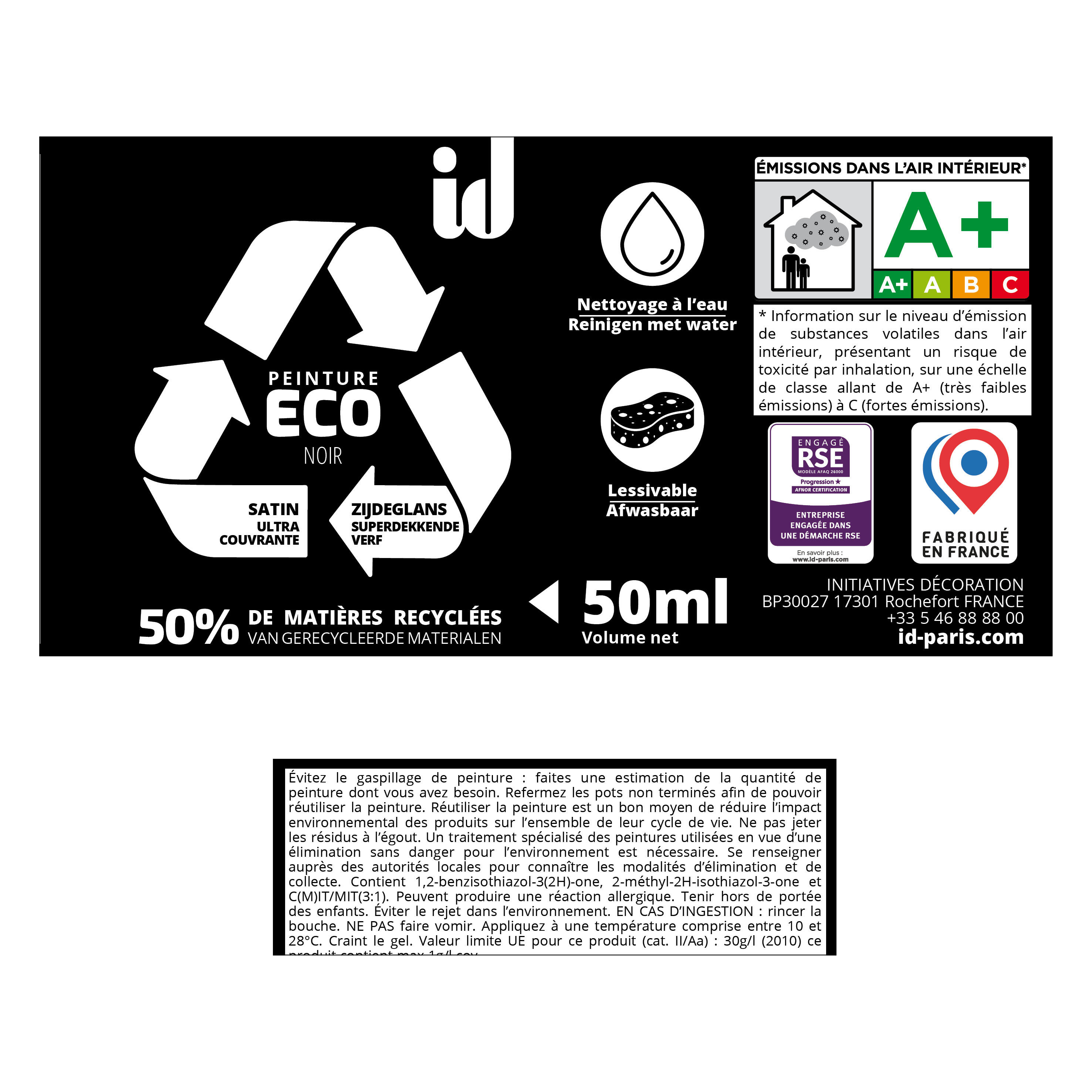 Testeur peinture mur, plafond noir satin ID Eco 0.05L - 4