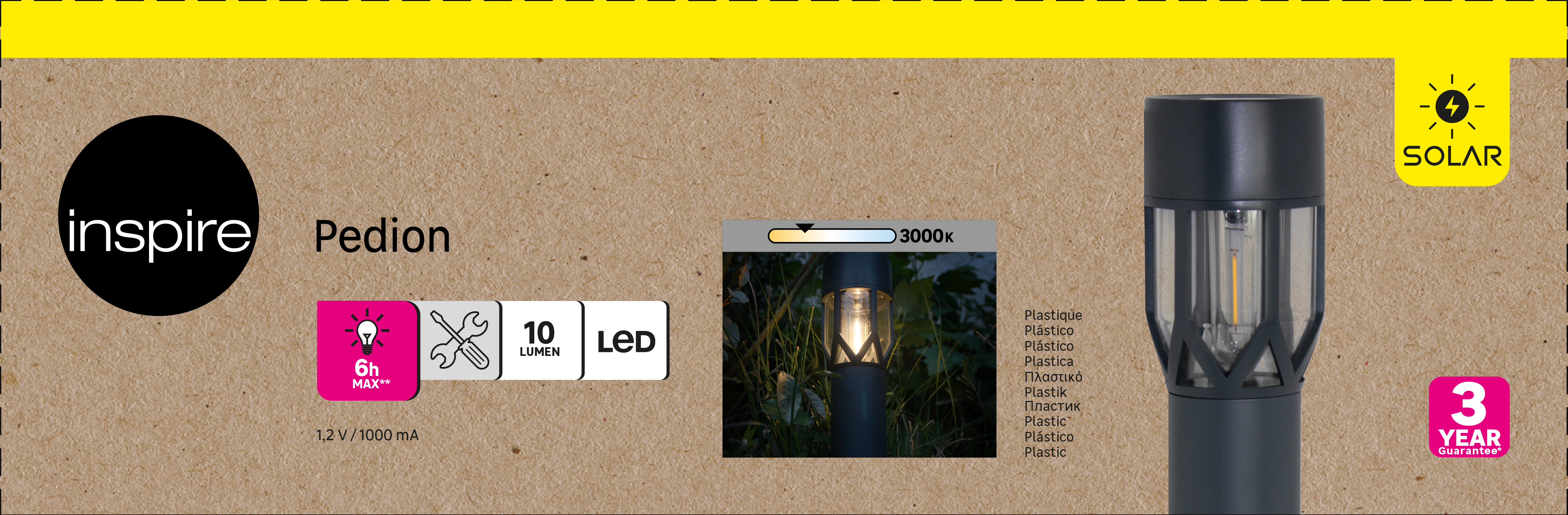 Baliza solar exterior Pedion 10lm IP44 antracite Inspire - 8