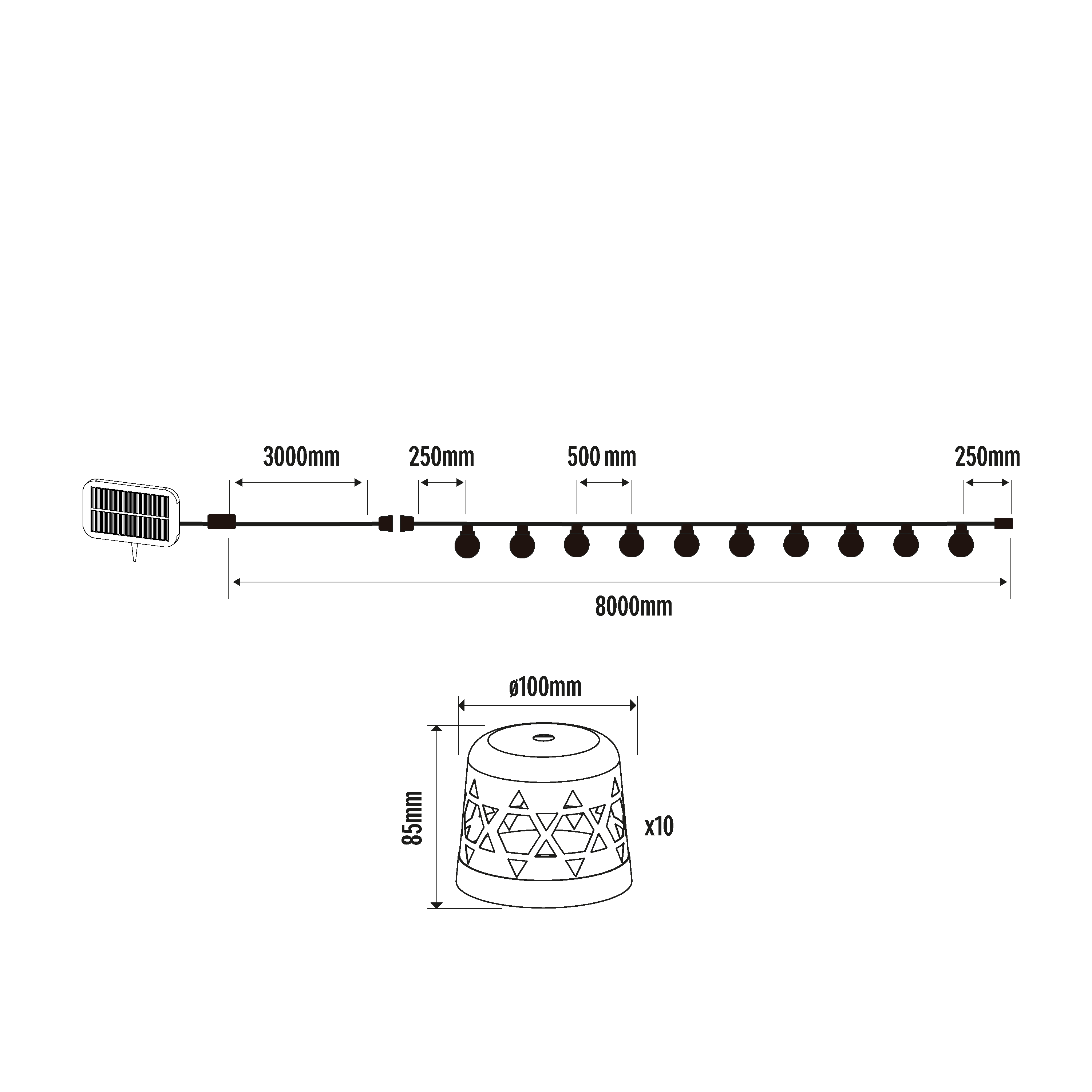 Ghirlanda solare INSPIRE Riberia , cavo 8 m - 10