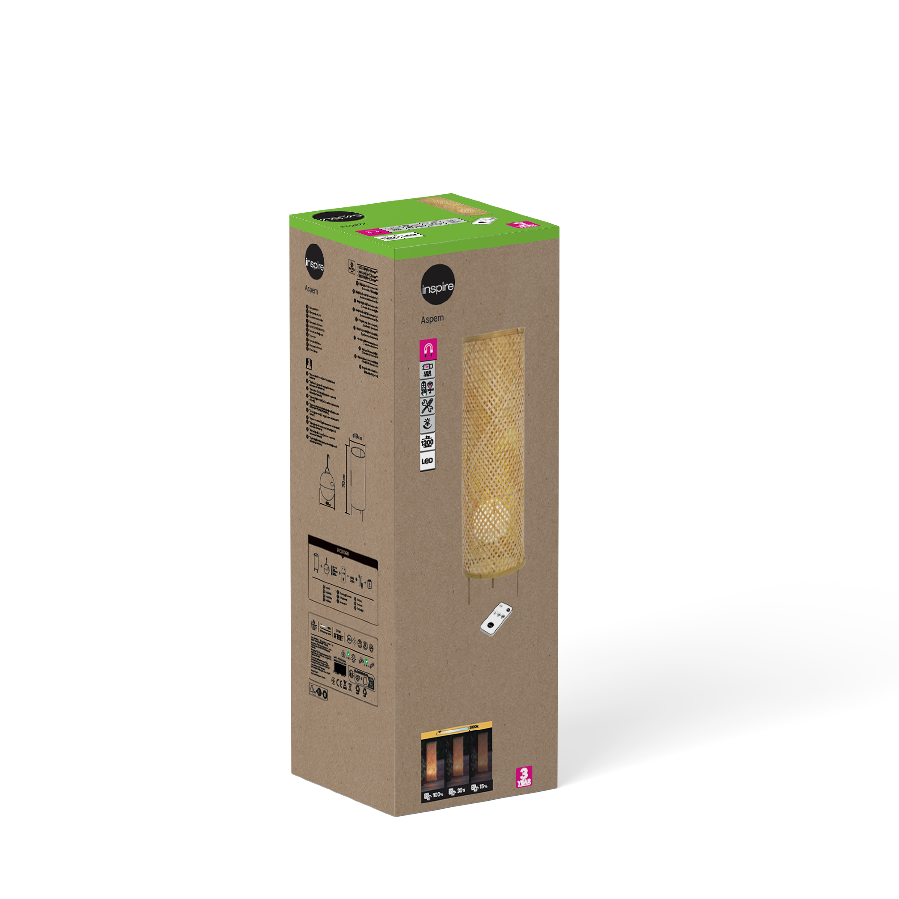 Candeeiro de pé exterior USB Aspem 900lm 70CM castanho Inspire - 9