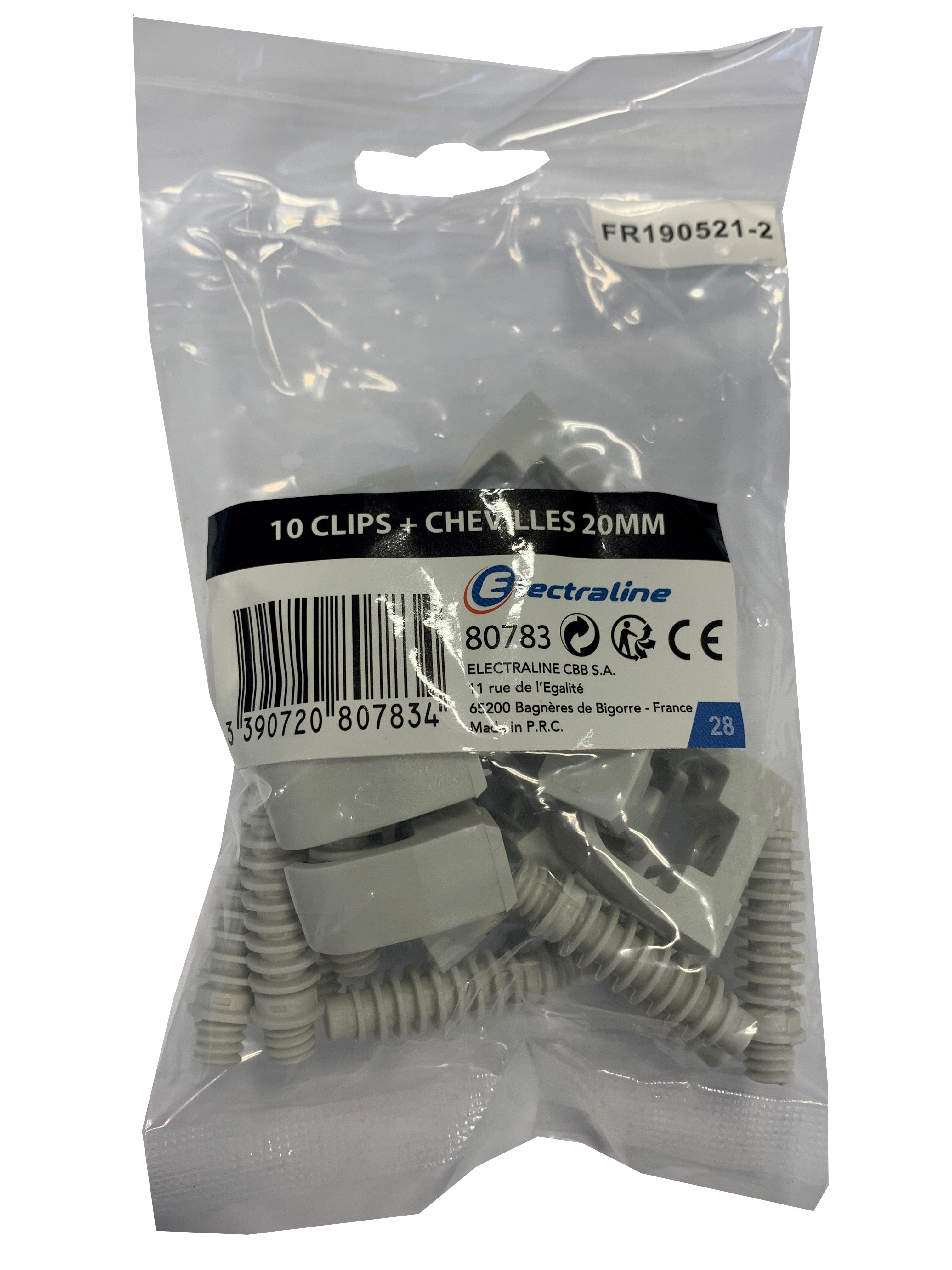 Lot de 10 clips et chevilles, Diam.20, L.60 mm - 3