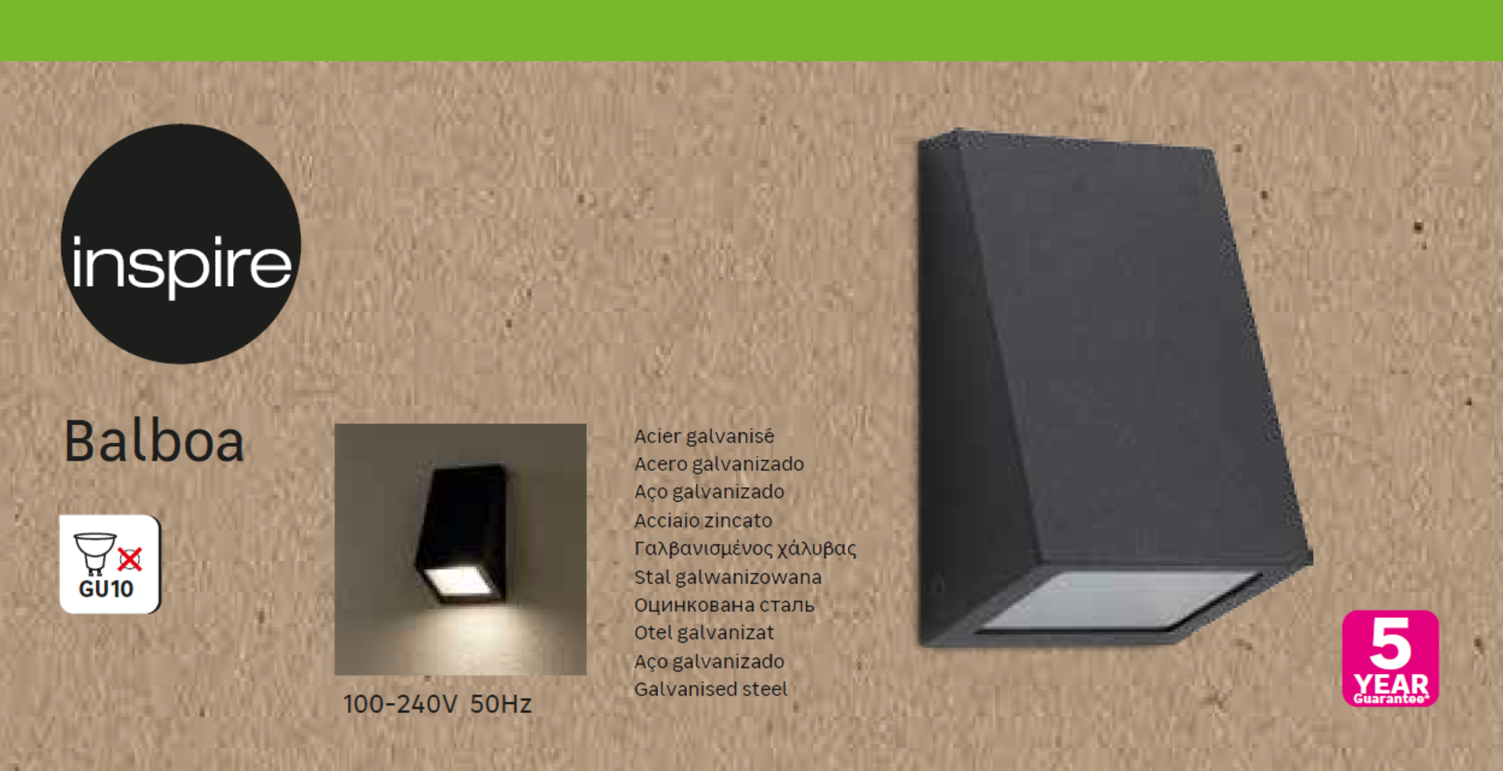 Applique GU10, aluminium / verre, noir, Balboa, INSPIRE - 8