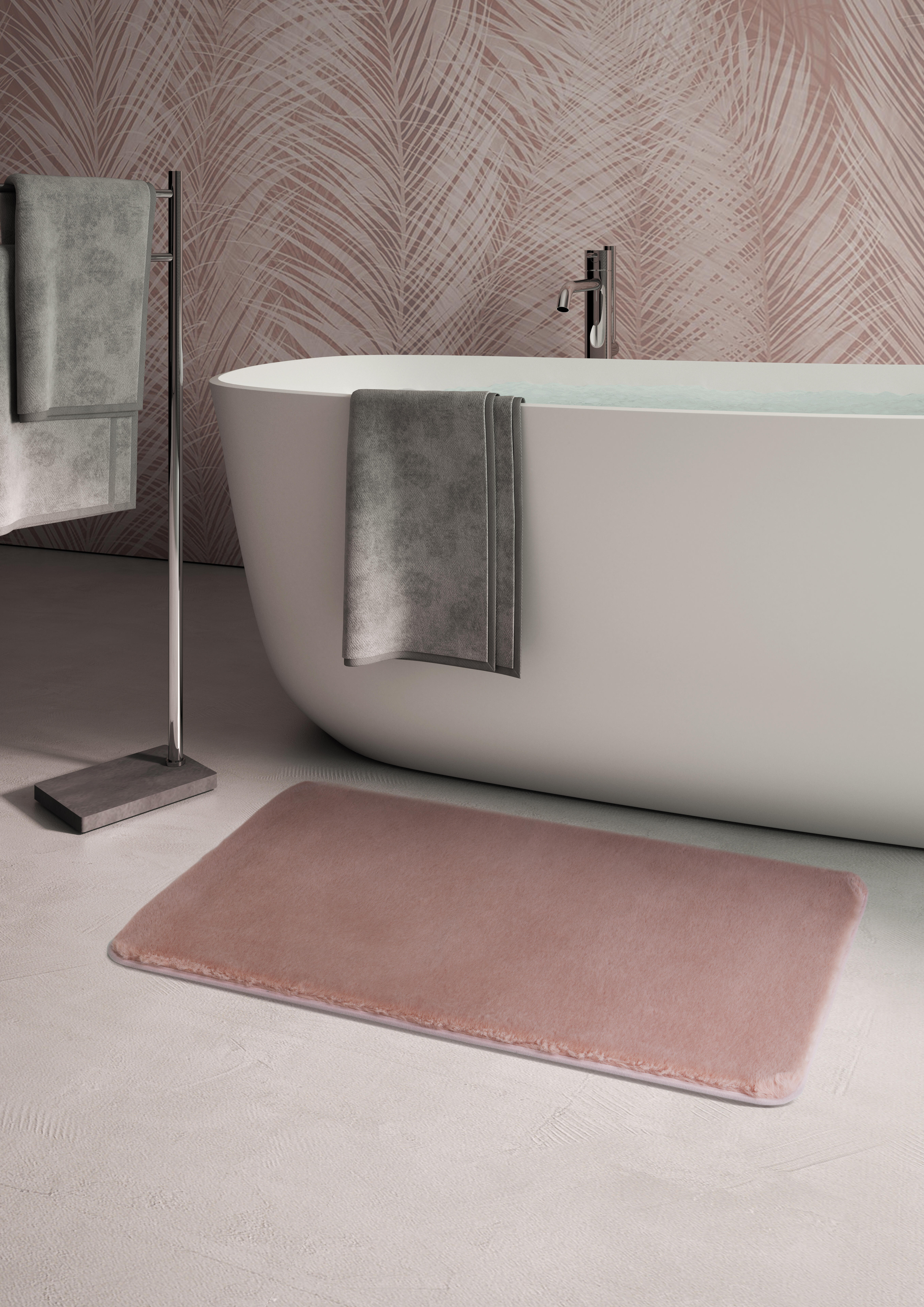 Tappeto bagno rettangolare Tappeto bagno fuzzy 50x80 rosa in poliestere rosa 80 x 50 cm - 6