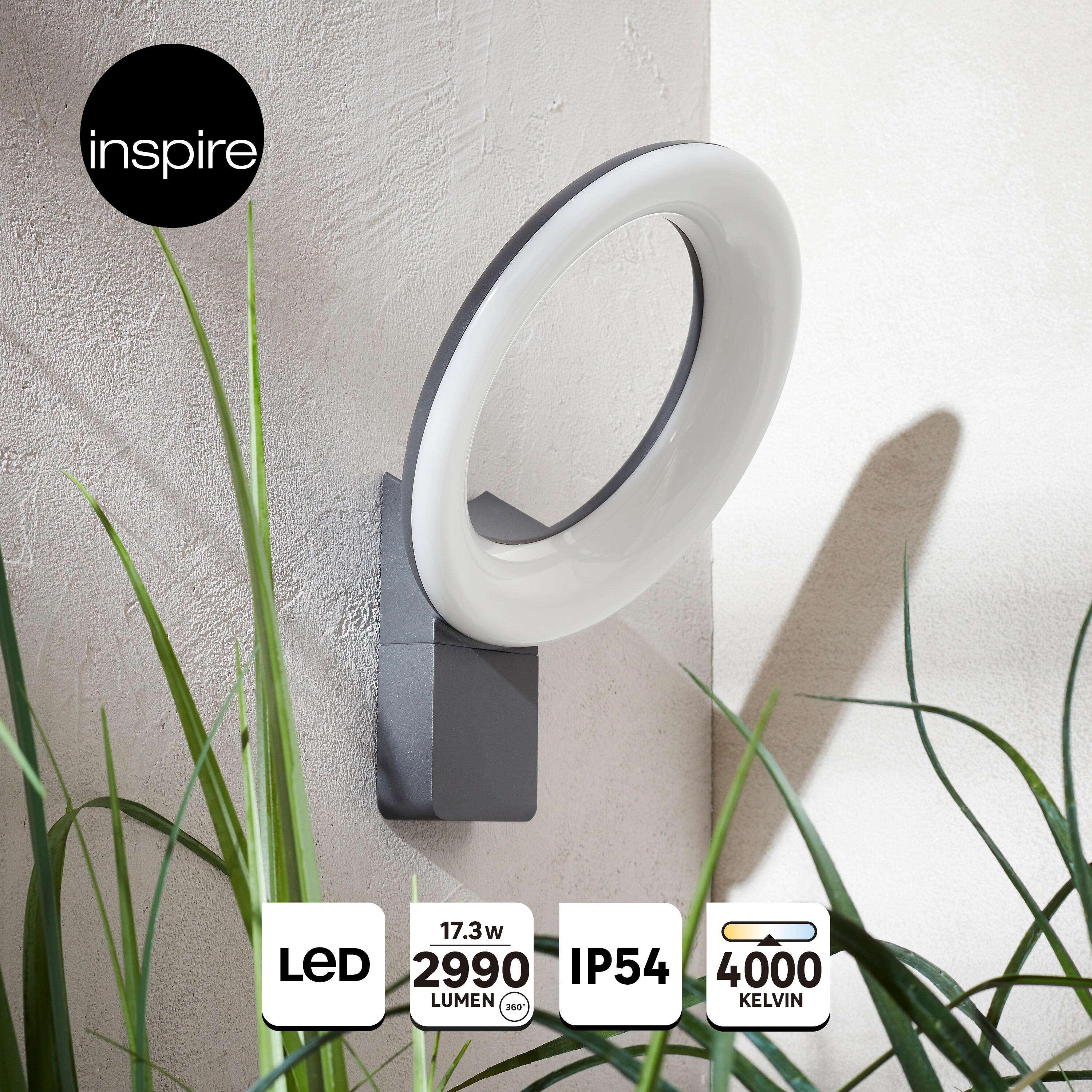 Applique extérieure LED, 2990 lumens blanc neutre, anthracite Quito XL INSPIRE - 2