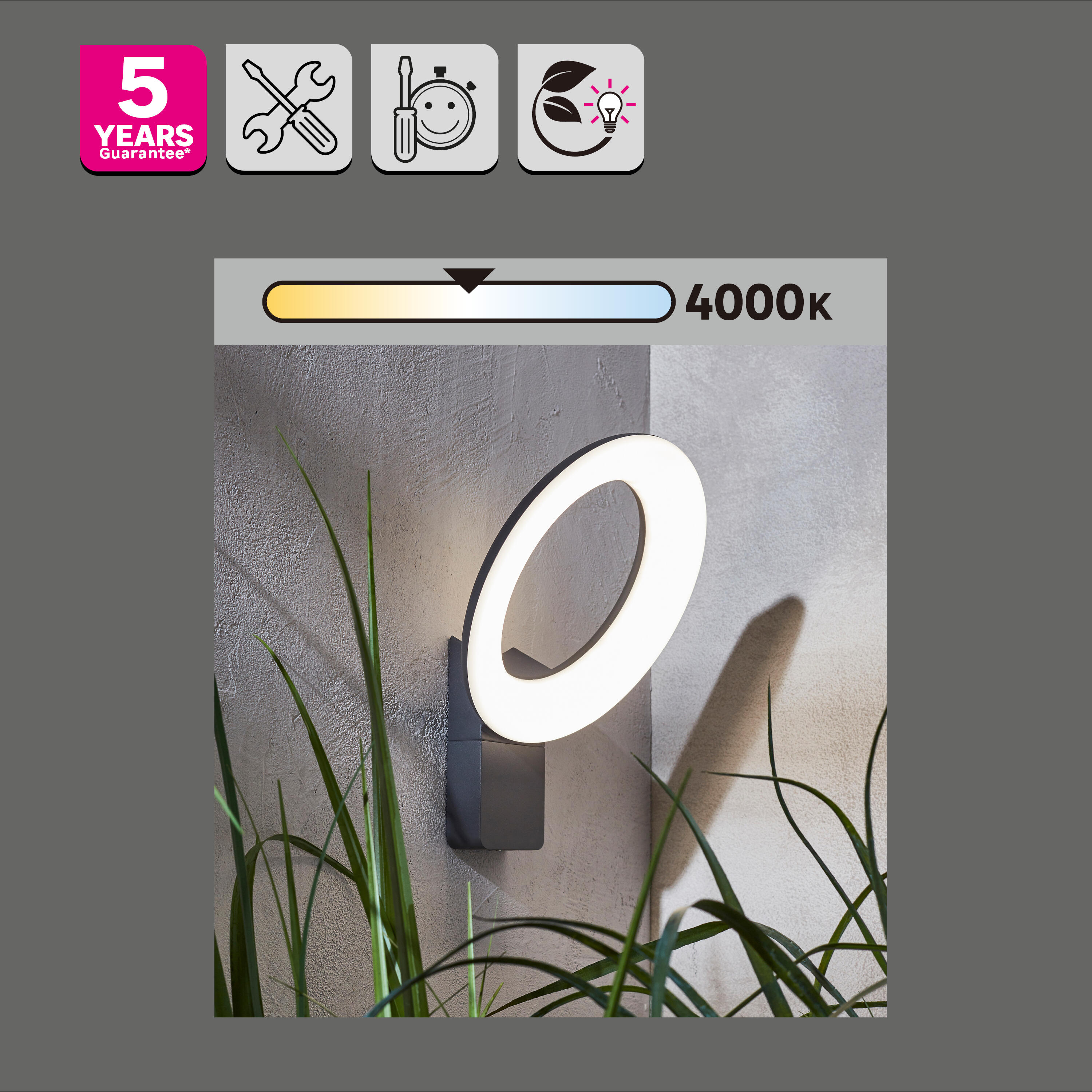 Applique extérieure LED, 2990 lumens blanc neutre, anthracite Quito XL INSPIRE - 3