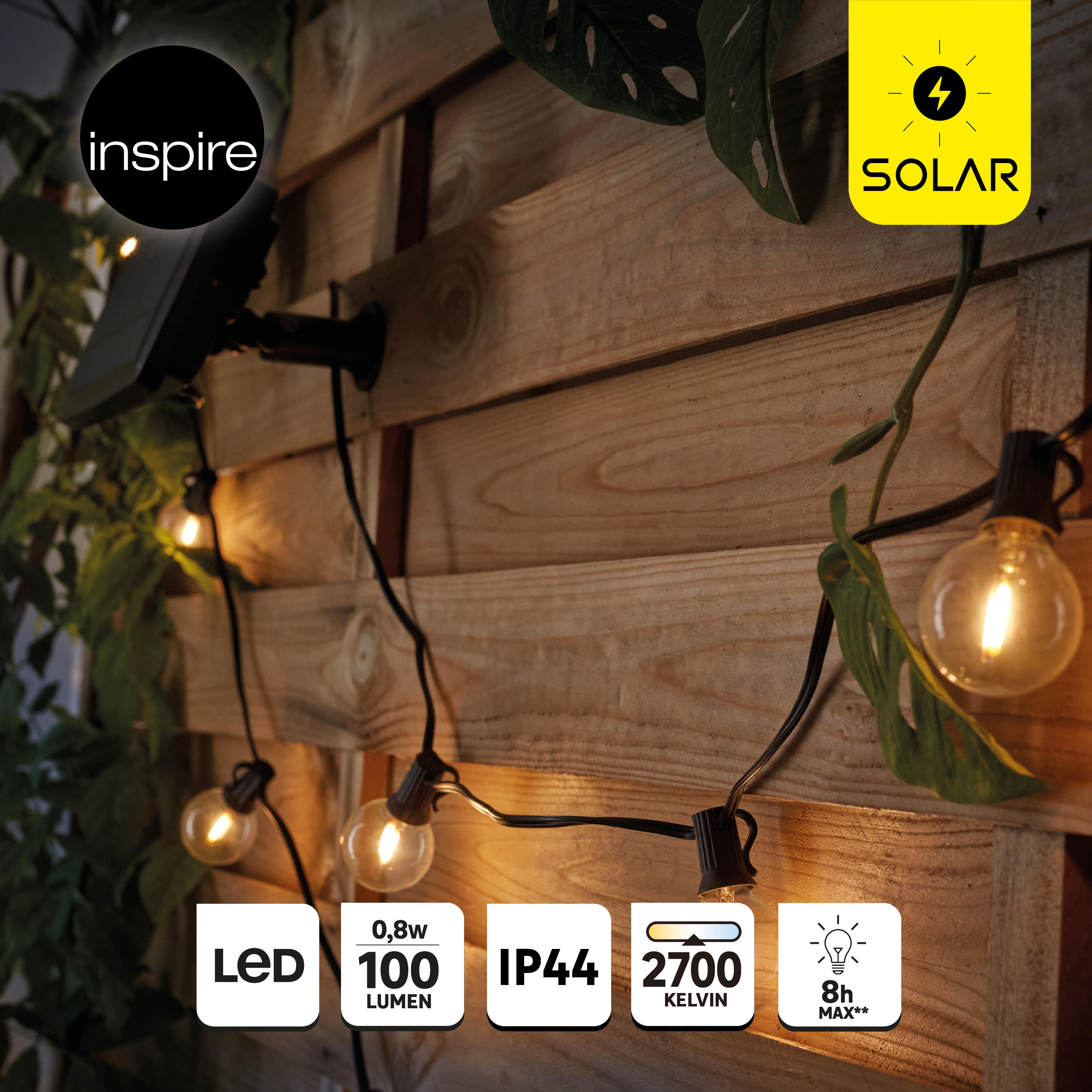 Grinalda solar Elao 25 luzes 300lm 2700k ip44 Inspire - 12