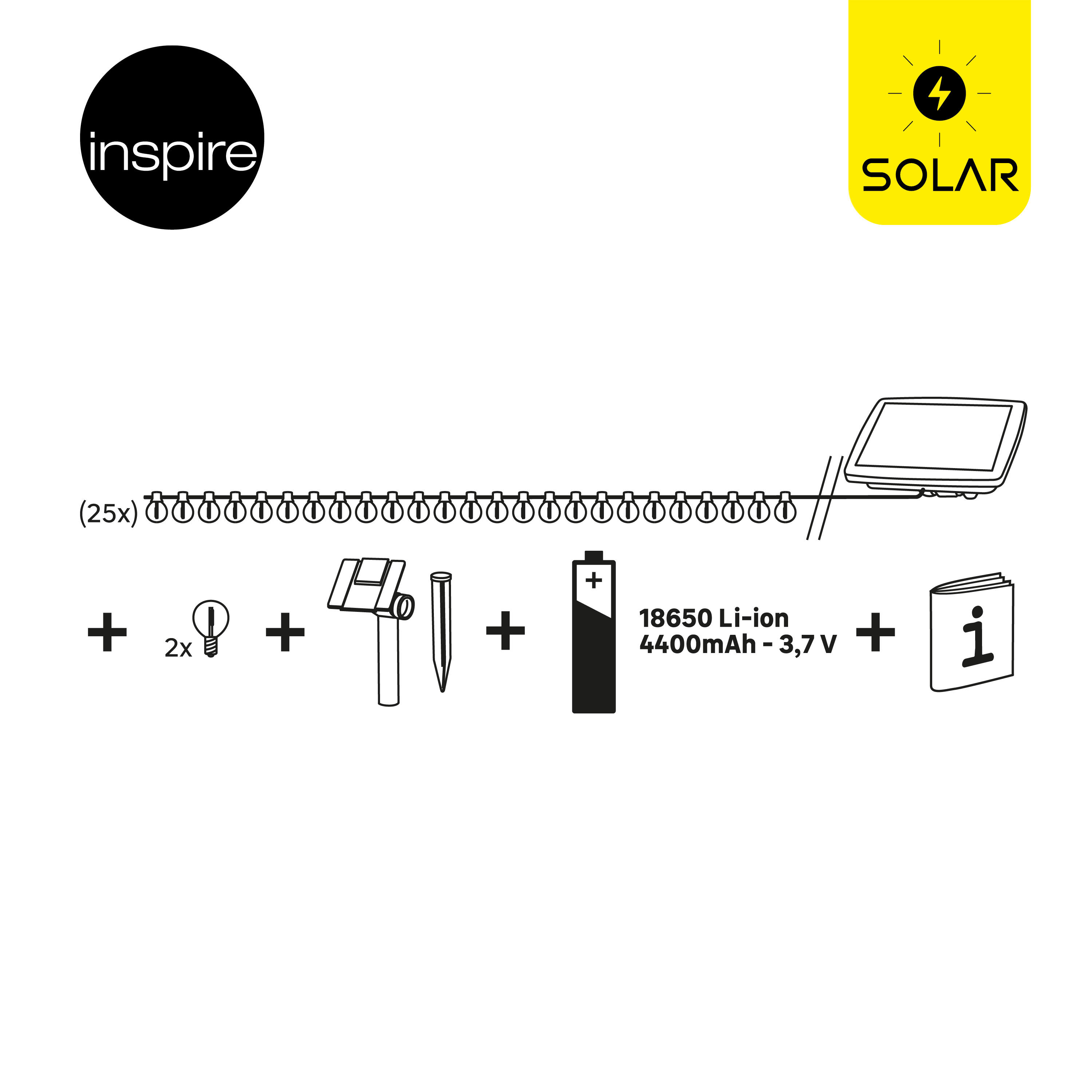 Guirlande solaire et rechargeable 8 mètres 25 ampoules blanc chaud Elao INSPIRE - 12