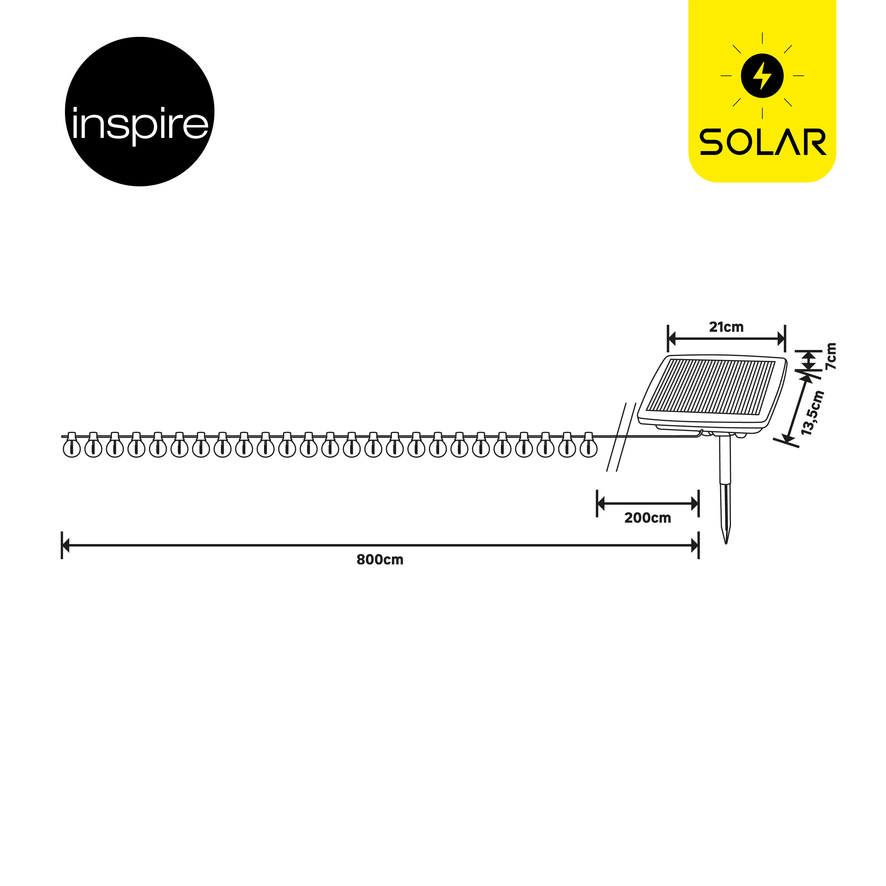 Grinalda solar Elao 25 luzes 300lm 2700k ip44 Inspire - 8