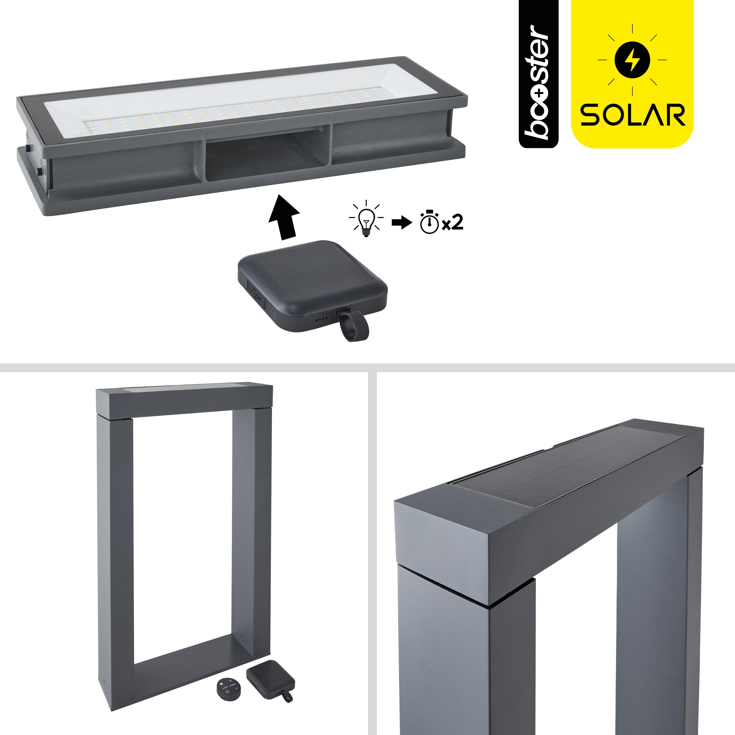 Potelet solaire et rechargeable Booster Ipanema 900 Lumen anthracite INSPIRE - 11