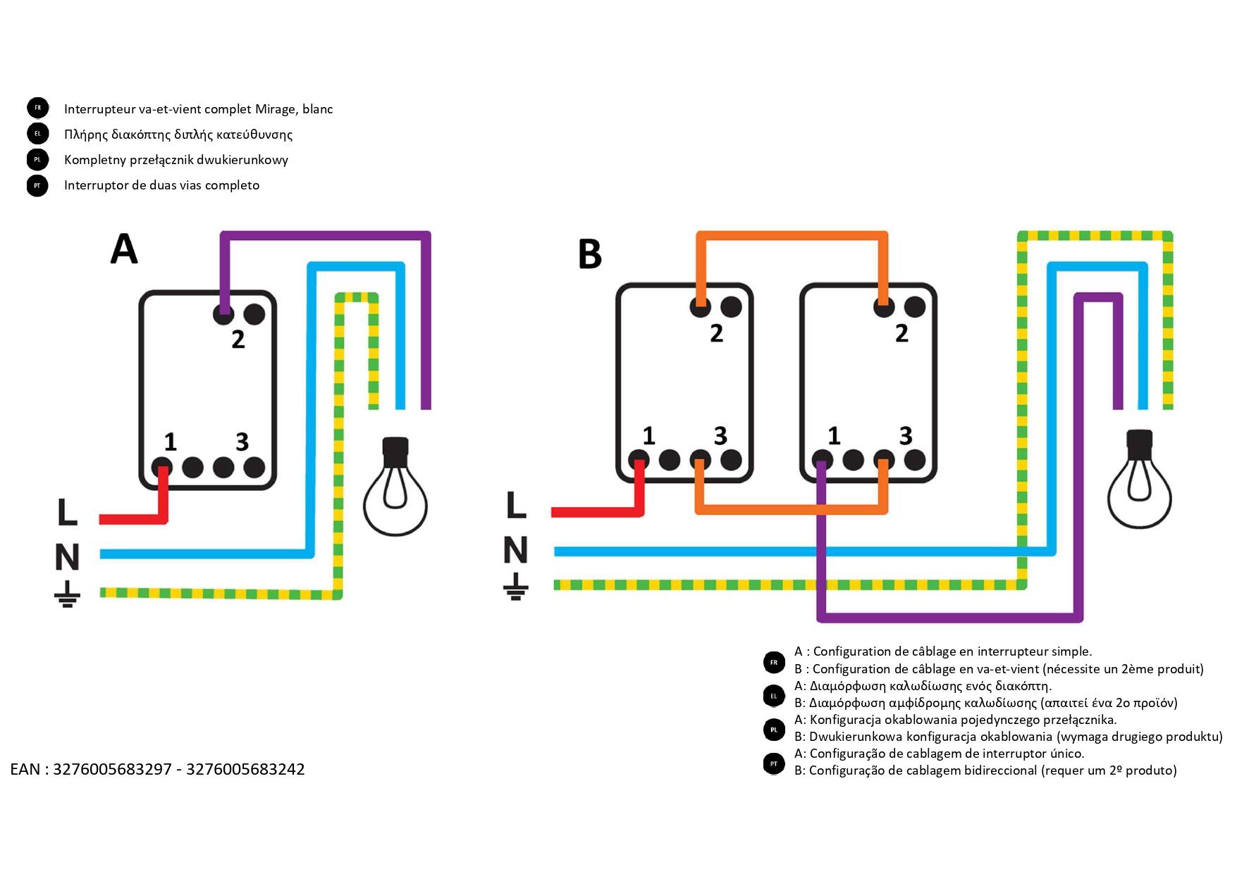 Interrupteur va-et-vient Mirage, blanc - 4