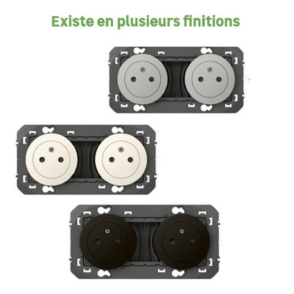 Double prise avec terre à assembler Dooxie, LEGRAND aluminium - 2