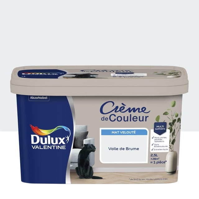 Peinture voile de brume mat DULUX VALENTINE Crème de couleur 2.5L mur / boiserie