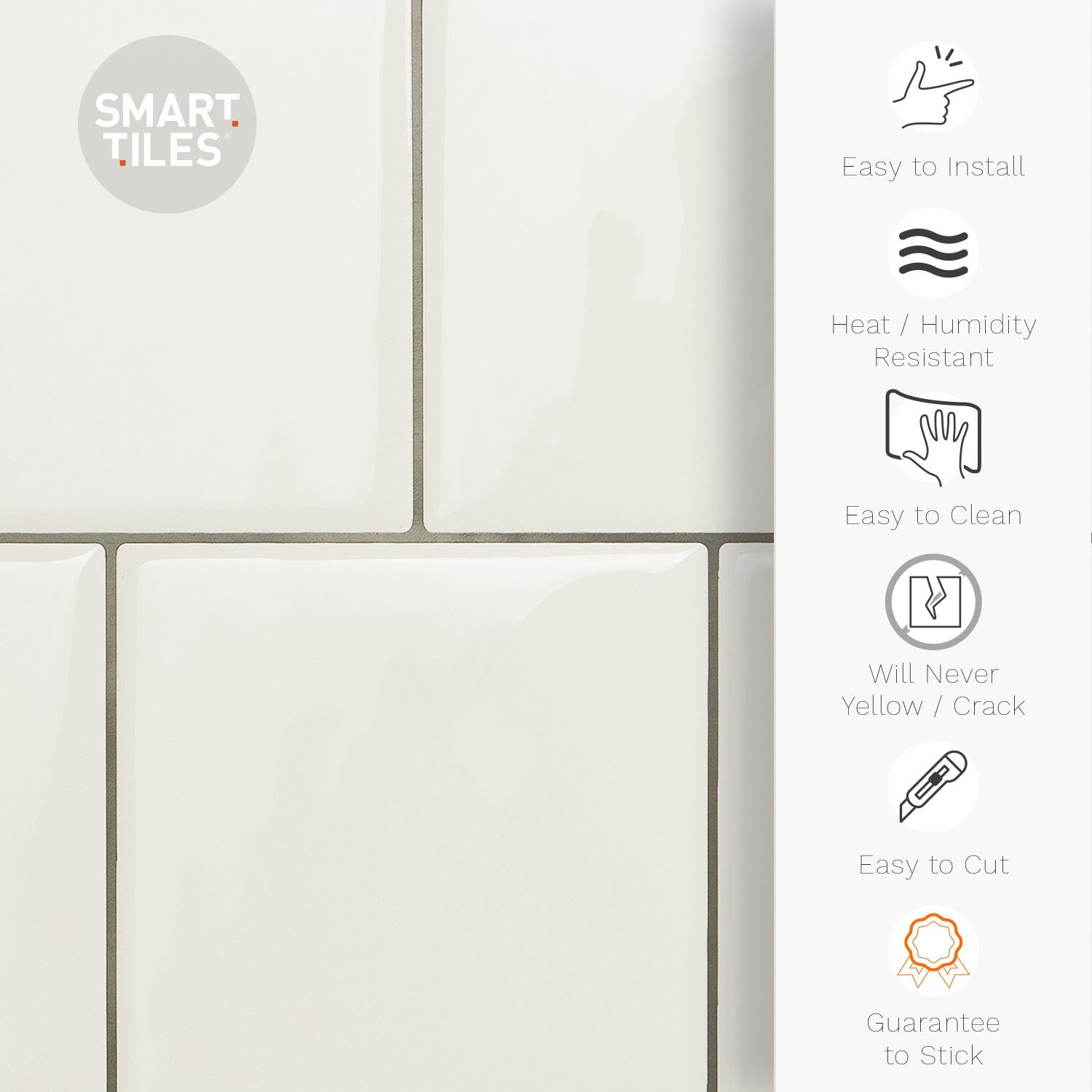 Lot de 2 crédences adhésives Square Velden, blanc, 21 cm x 56.7 cm - 6