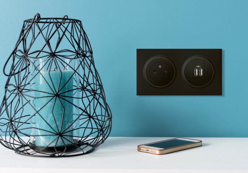 Prise avec terre et prise chargeur double USB complet Dooxie, LEGRAND noir - 3