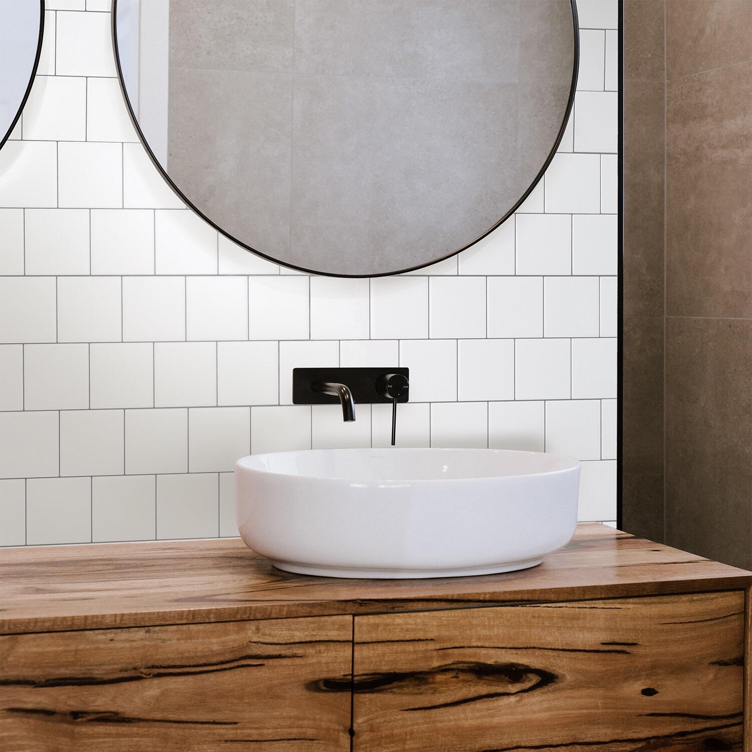 Lot de 2 crédences adhésives Square Velden, blanc, 21 cm x 56.7 cm - 2