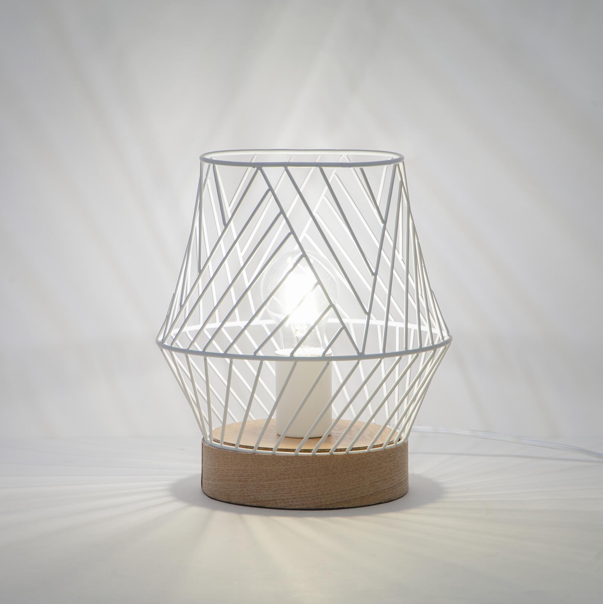 Lampe E27 Kanel, acier, blanc, H. 26cm, INSPIRE