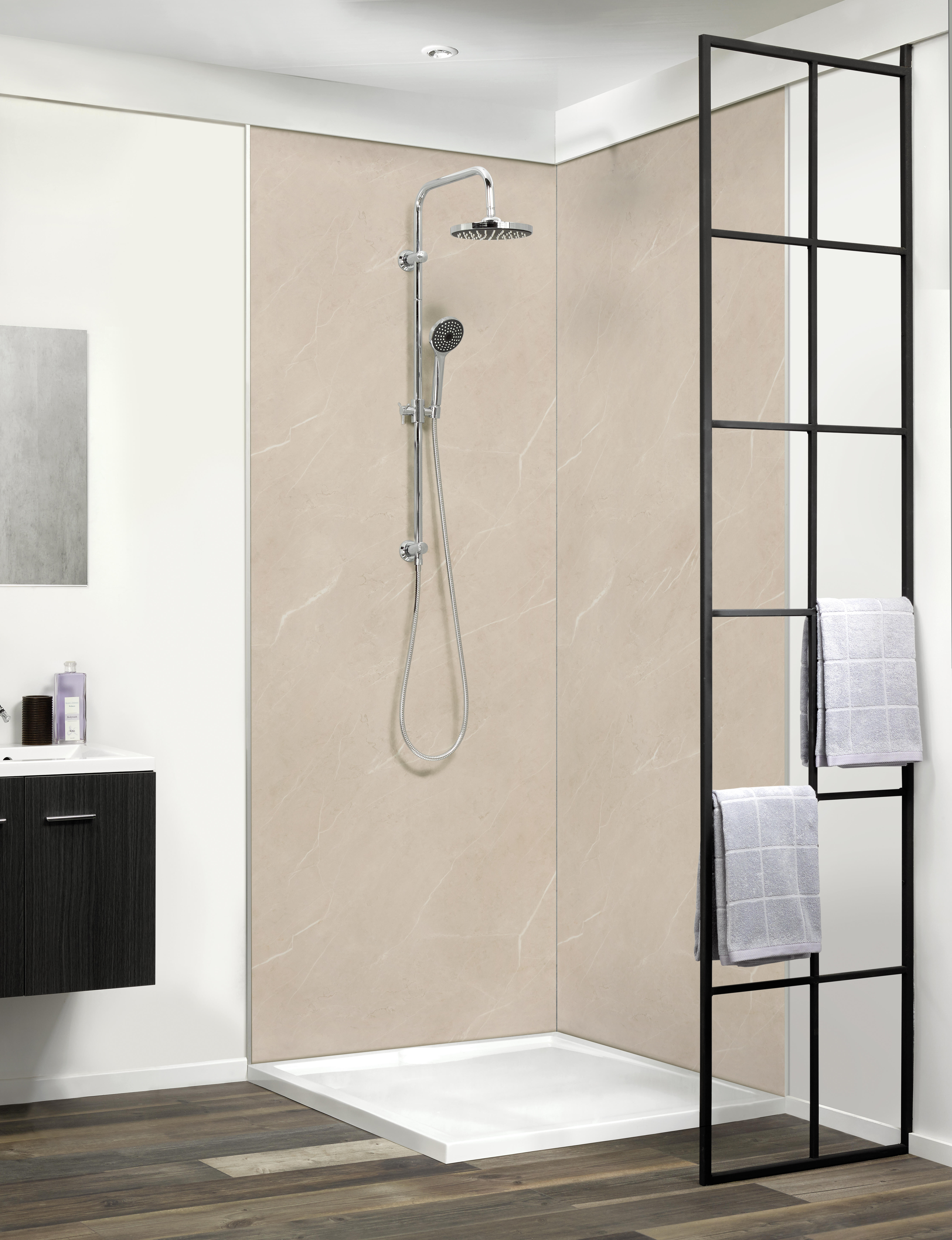 Lot de 2 panneaux douche PVC XL beige Salina DUMAWALL, L.260 x l.90cm, Ep.5mm - 2