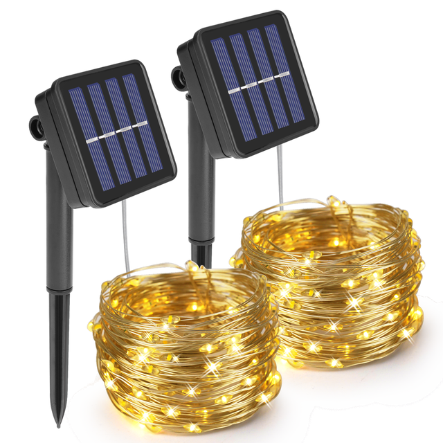 Lot de 2 guirlandes solaires décoratives 12 mètres, blanc chaud, Ublo INSPIRE