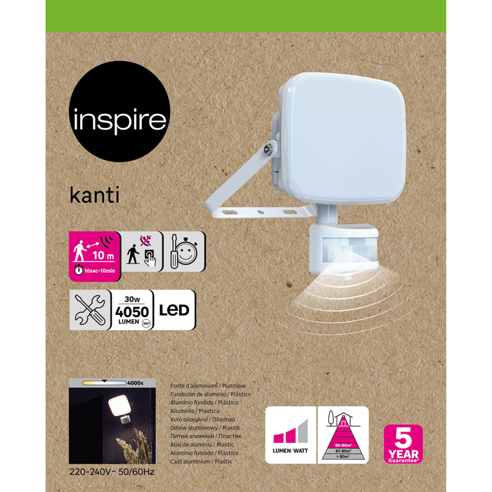 Proyector LED Kanti INSPIRE blanco c/detector