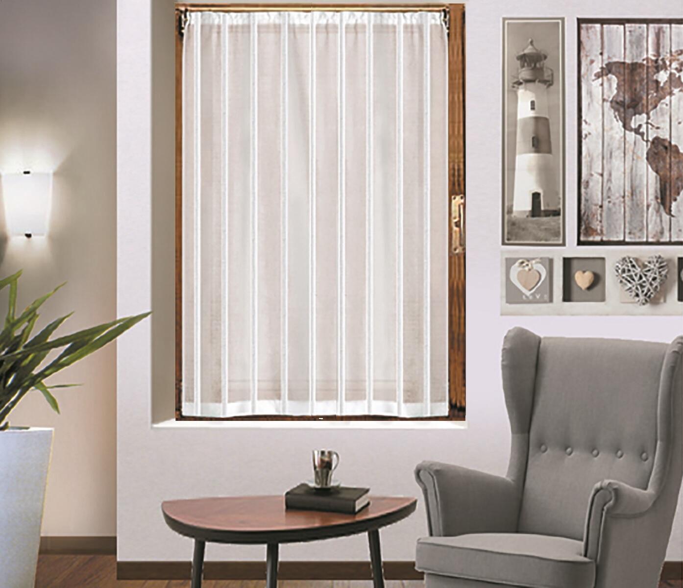 Yujiao Mao 1 Tendina da cucina in stile campagna con ricamo floreale effetto lino, Tendina da bistrò, Tendina trasparente con bordo forato, altezza 45 x larghezza 90 cm, colore bianco