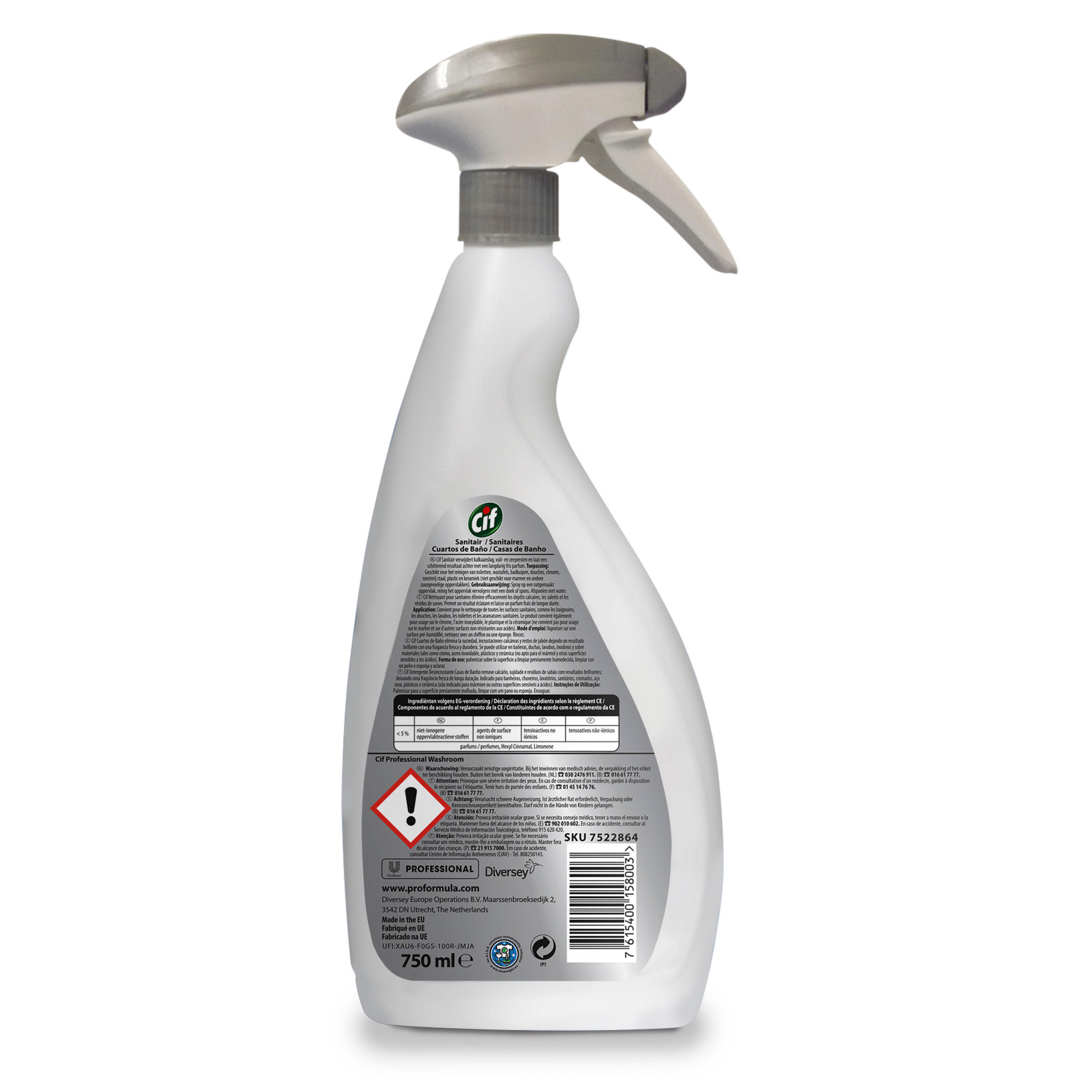 Détartrant WC CIF PRO FORMULA Sanitaire 2 en 1, 0.75L - 3