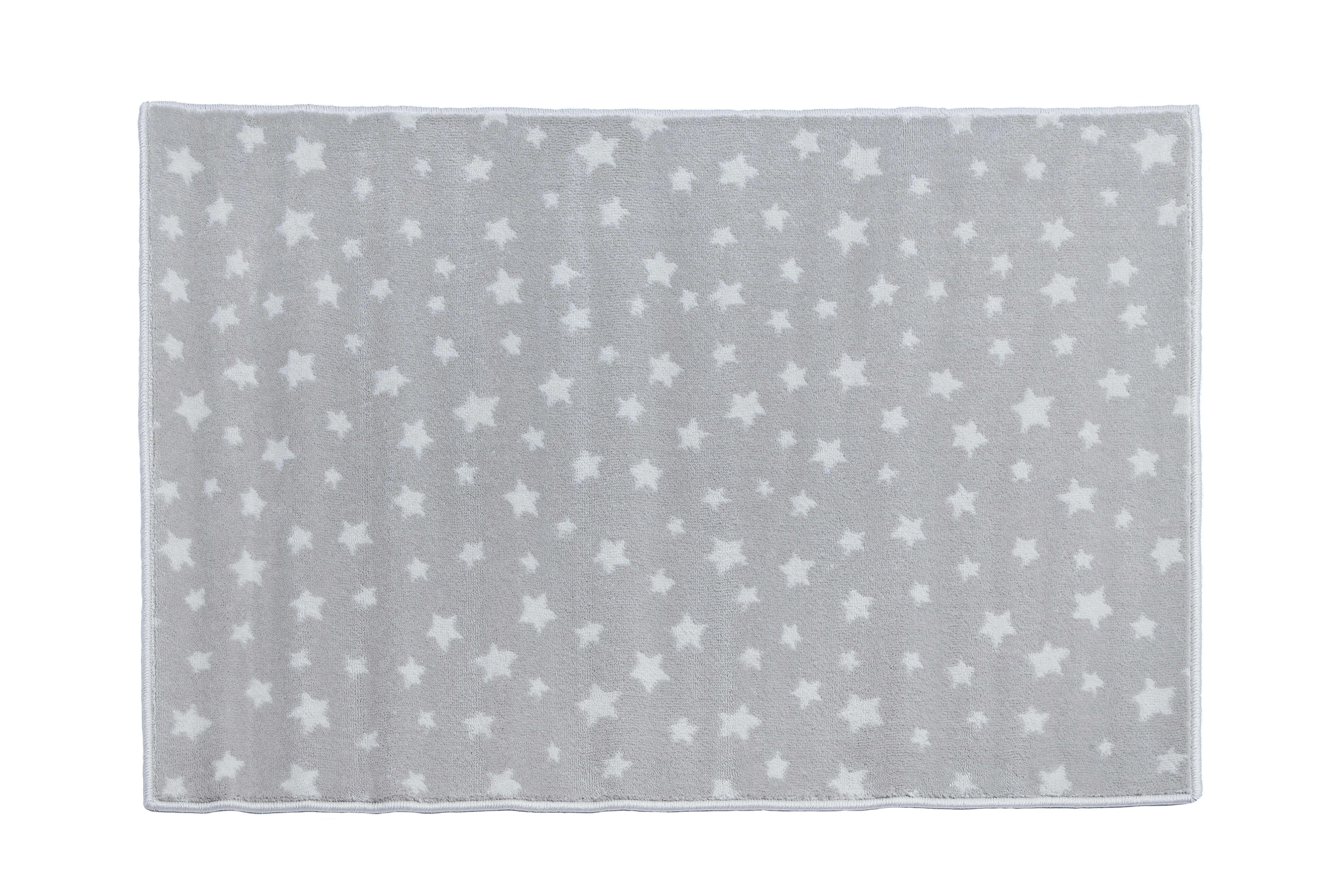 Alfombra pie de cama polipropileno estrellas gris/blanco rectangular 80x120cm