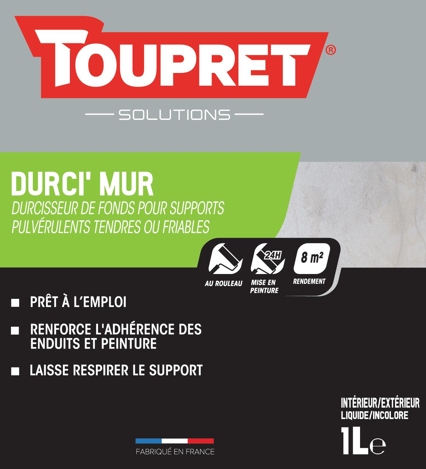 Traitement Durci' mur avant enduit et peinture Toupret 1 L - 3