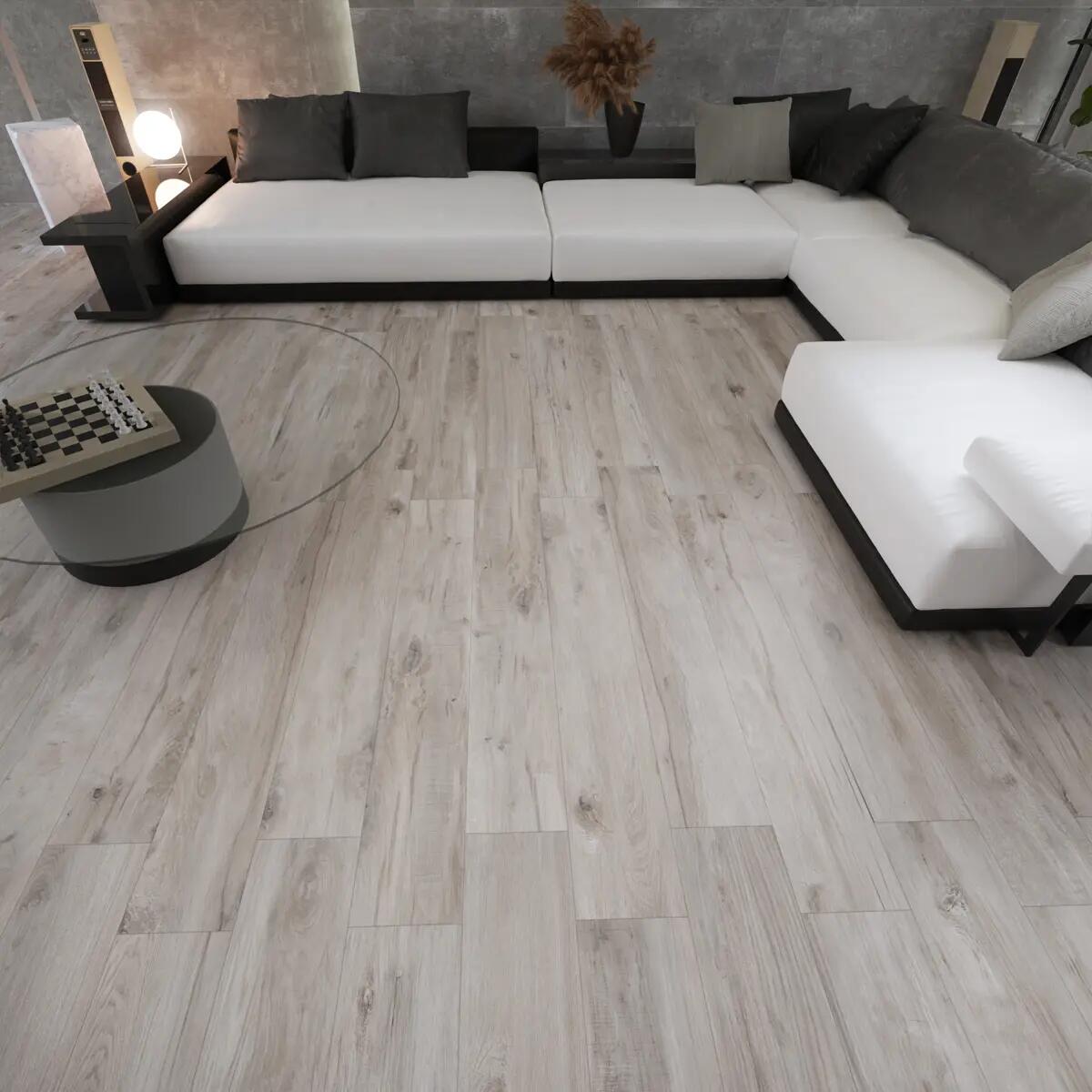 Piastrella da pavimento interno in gres porcellanato 19.5 x 119.5 cm rettificato smaltato grigio Antique R9 traffico intenso (pei 4/5) Sp. 9 mm 1.2 mq - 2