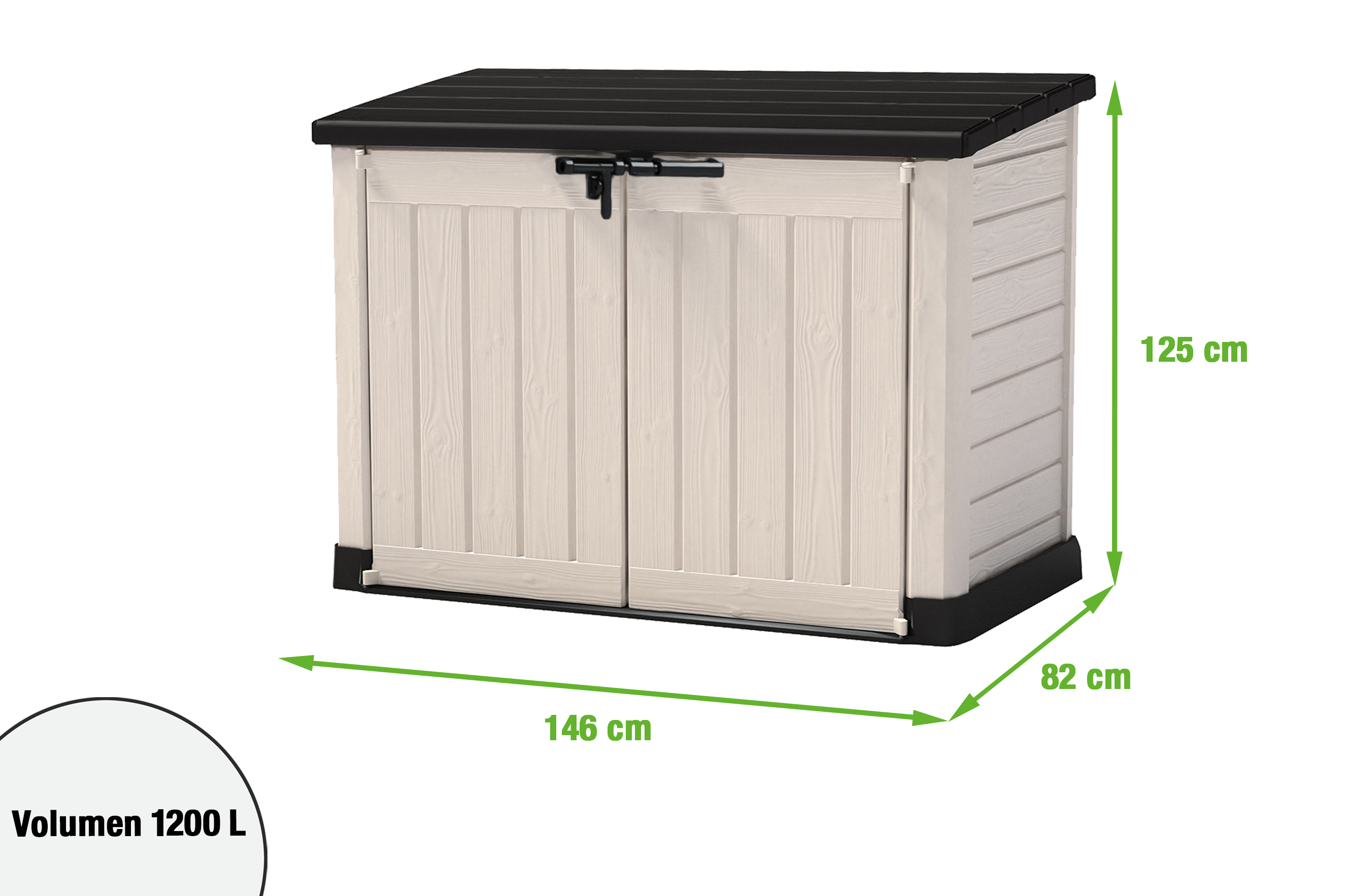 Arcón de resina para exterior NATERIAL Conquer Shed 145.5 x 125 x 82 cm y capacidad de 1200 L - 2