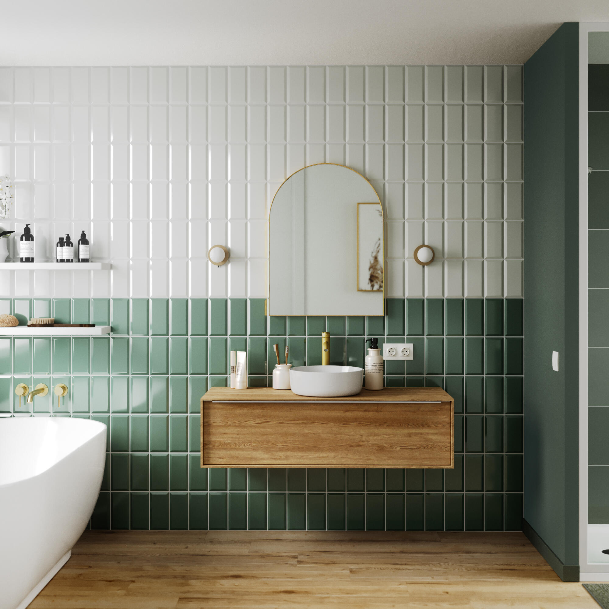 Piastrella da rivestimento interno 10 x 20 cm Sp. 8.2 mm Metro in maiolica smaltato bianco lucido 0.6 mq - 5