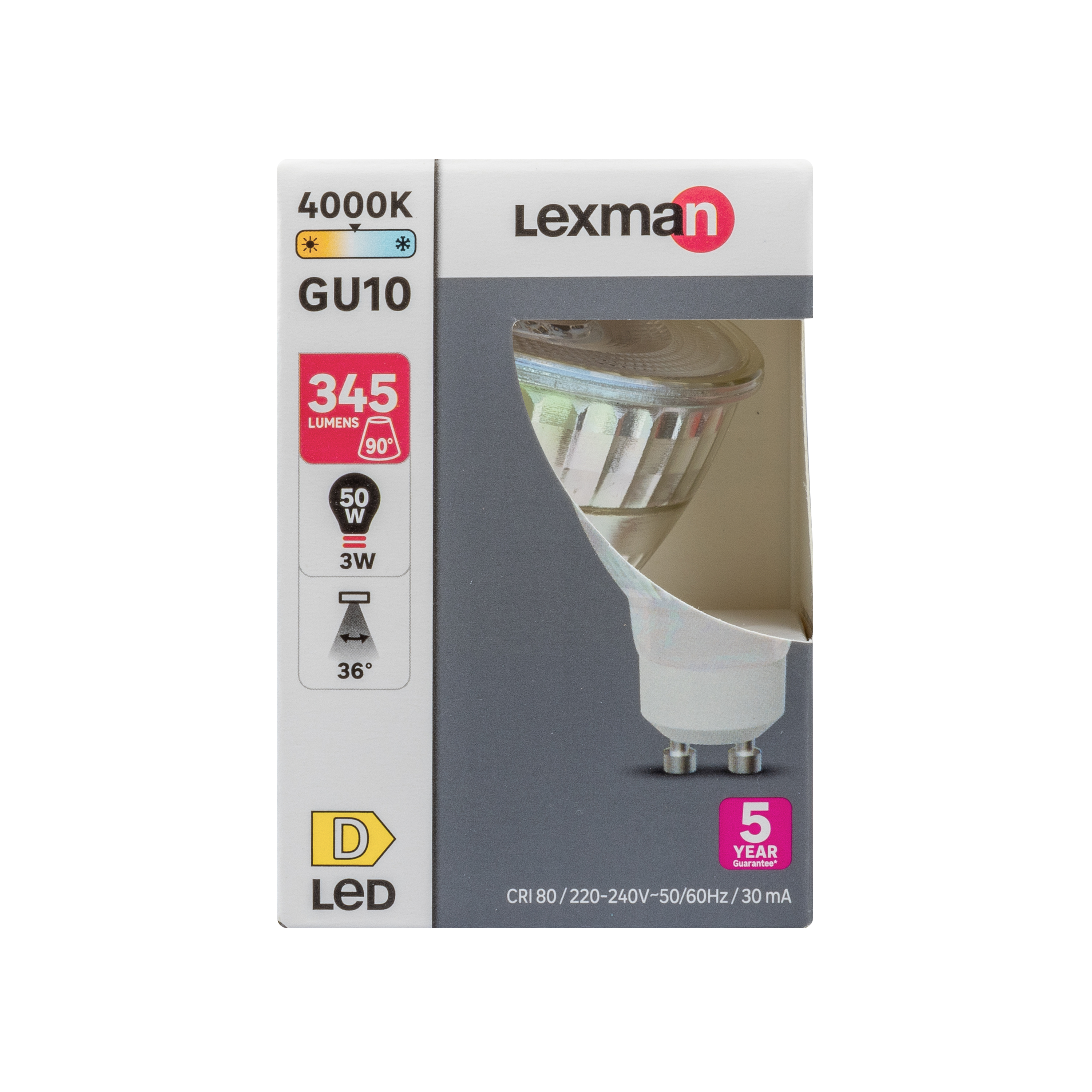 Żarówka LED GU10 3 W 345 lm Neutralna biel Lexman  - 8