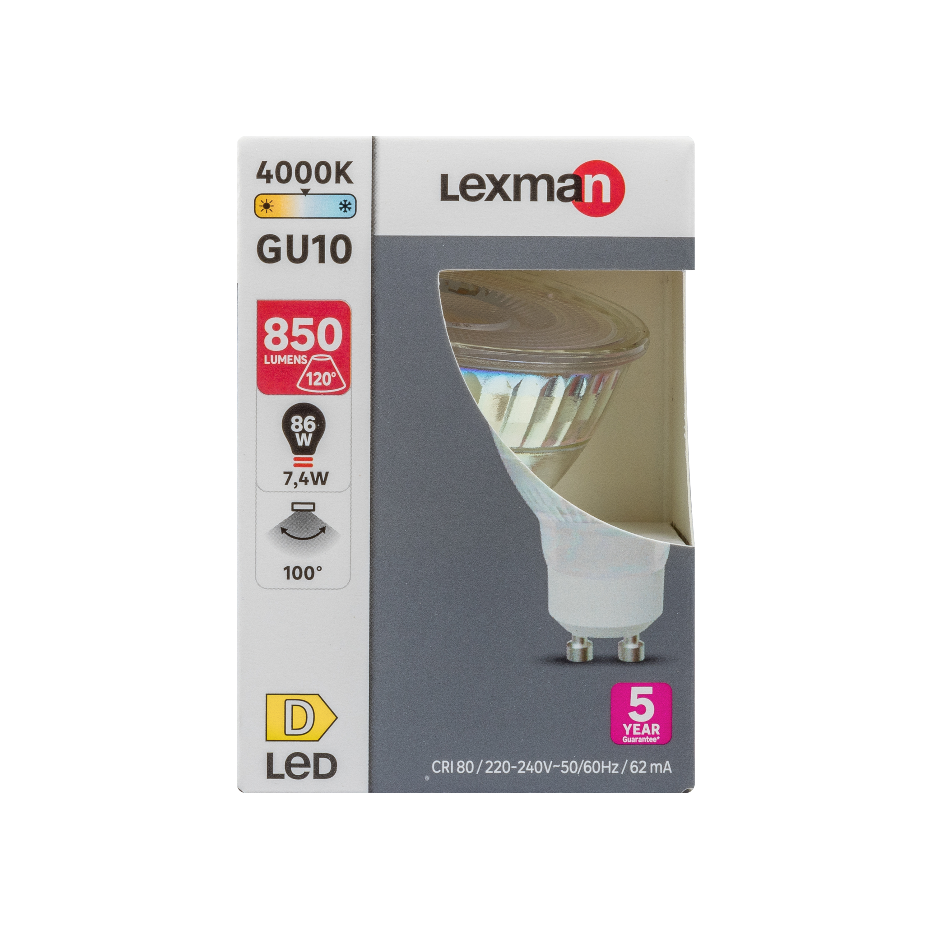 Żarówka LED GU10 7,4 W 850 lm Neutralna biel Lexman - 8