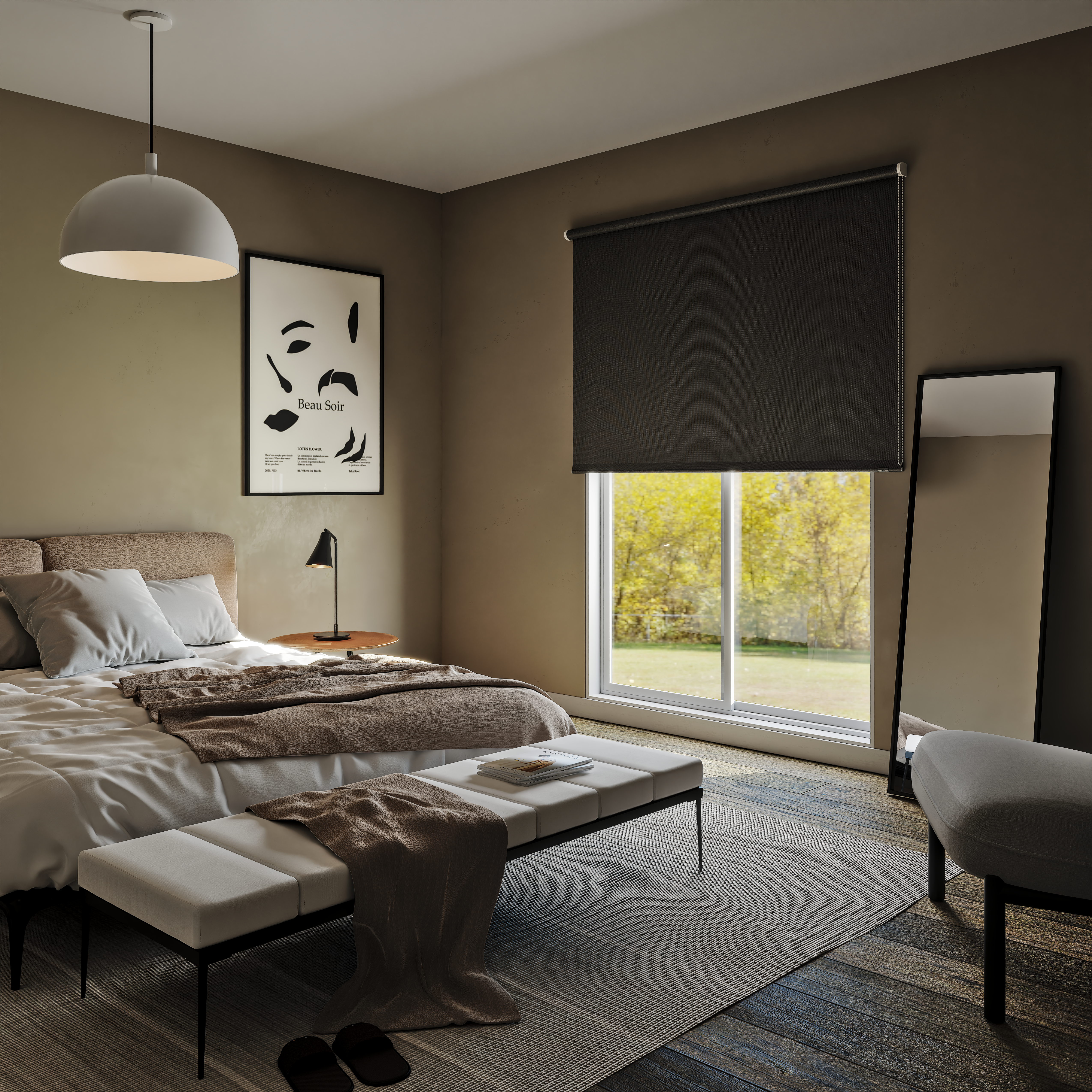 Estor enrollable opaco  con cadena Mambo poliéster liso gris moon INSPIRE de 180x190cm - 5