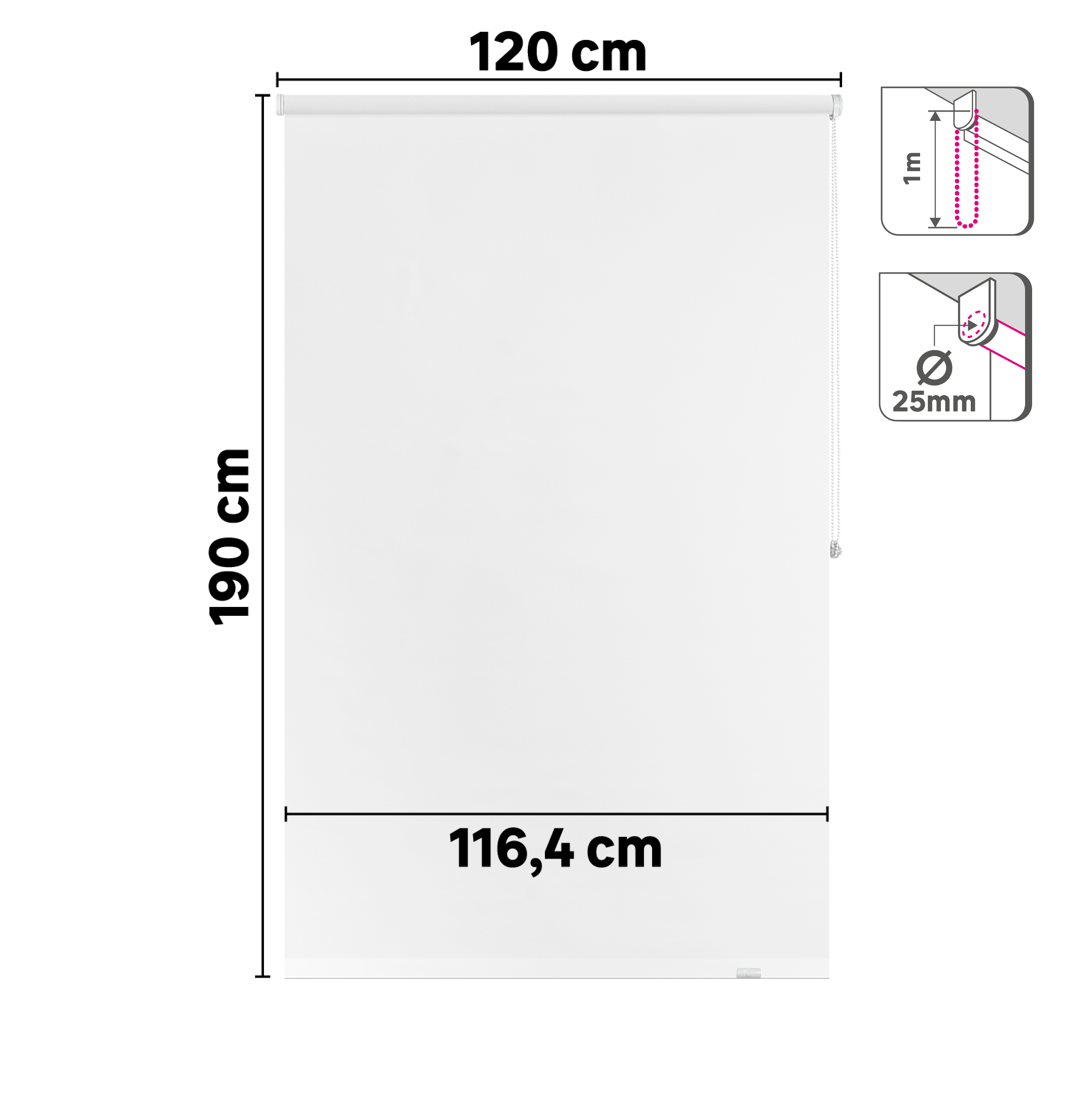 Estore de rolo blackout 120 x 190 cm mambo branco Inspire - 8