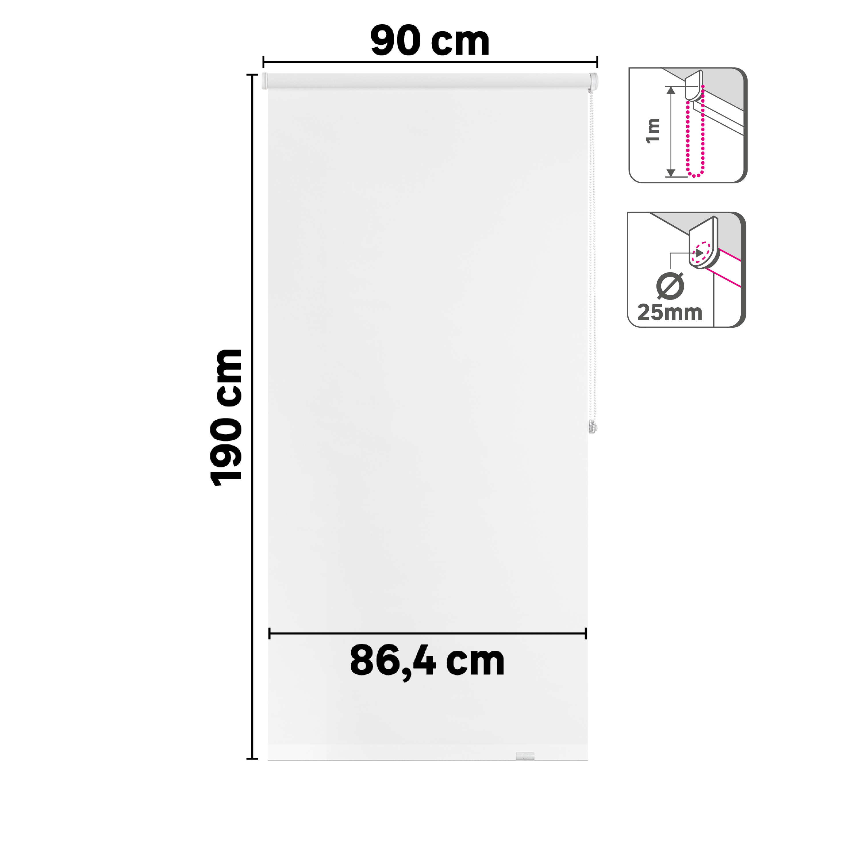 Estore de rolo blackout 90 x 190 cm mambo branco Inspire - 8