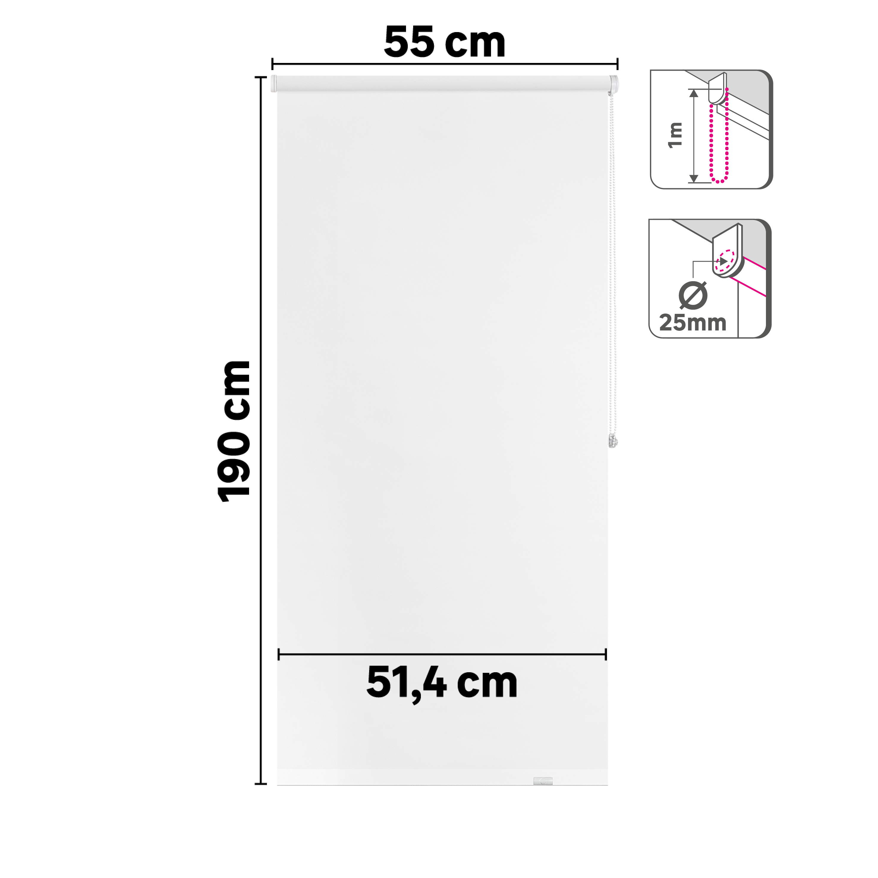Estore de rolo blackout 55 x 190 cm mambo branco Inspire - 8