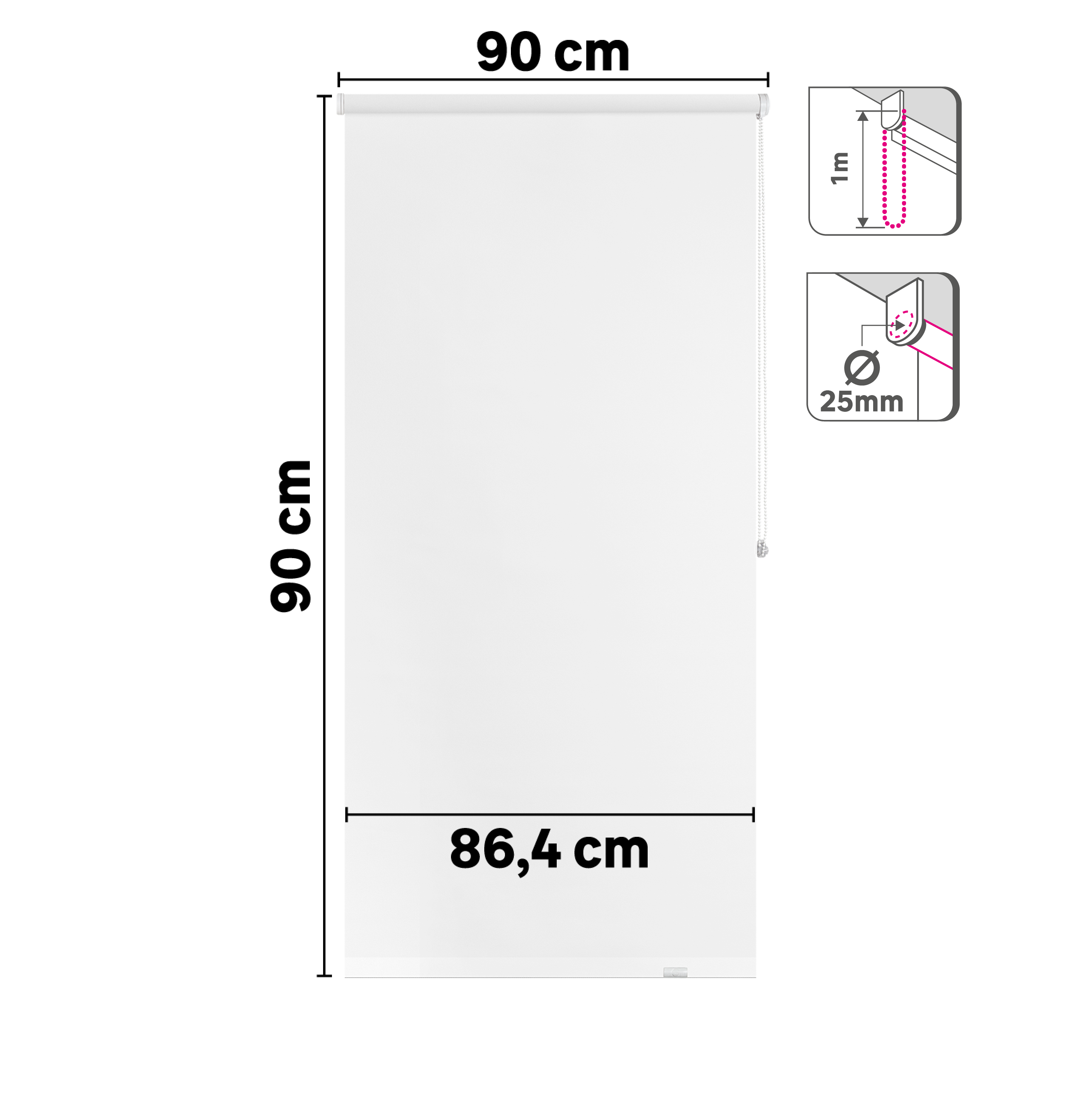 Estore de rolo blackout 90 x 90 cm mambo branco Inspire - 8